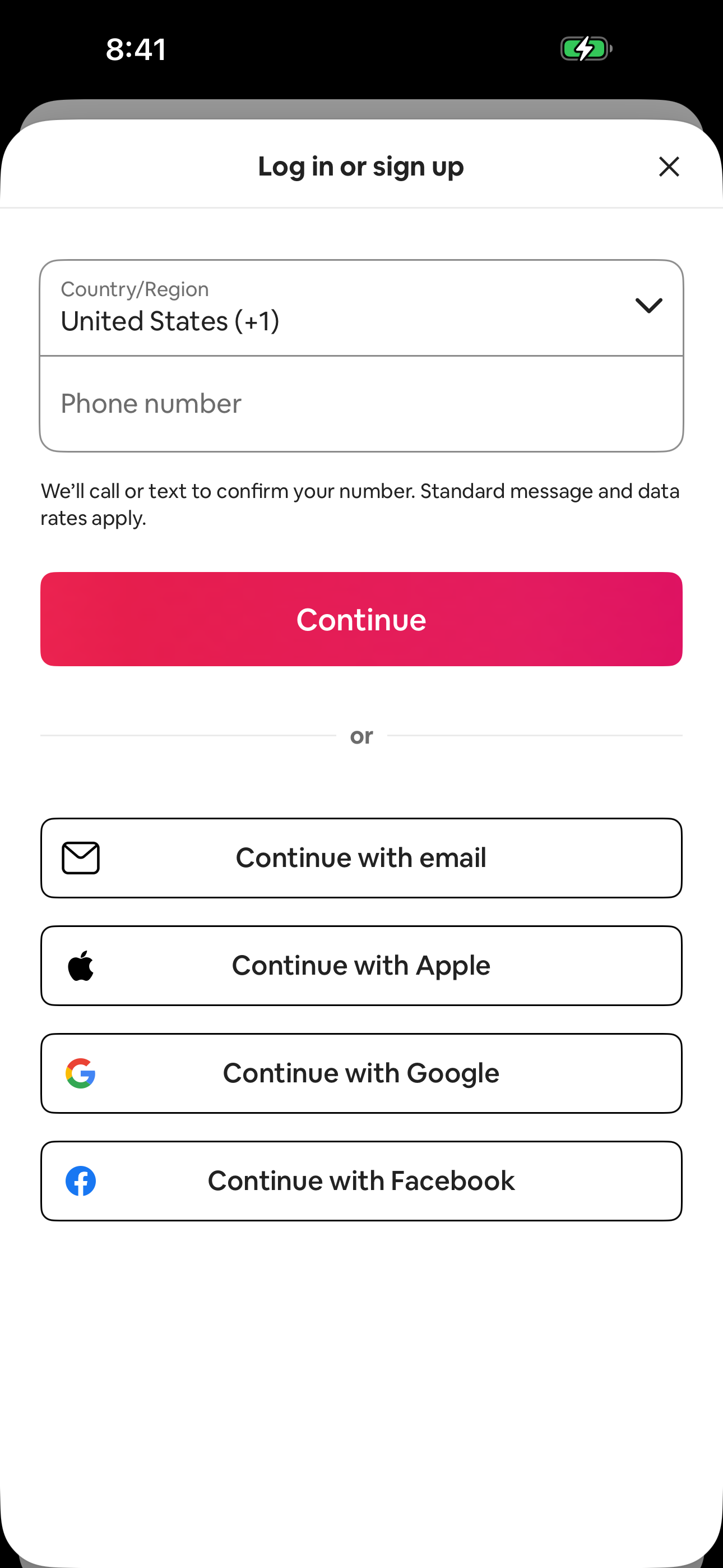 Log in or sign up — bottom sheet
