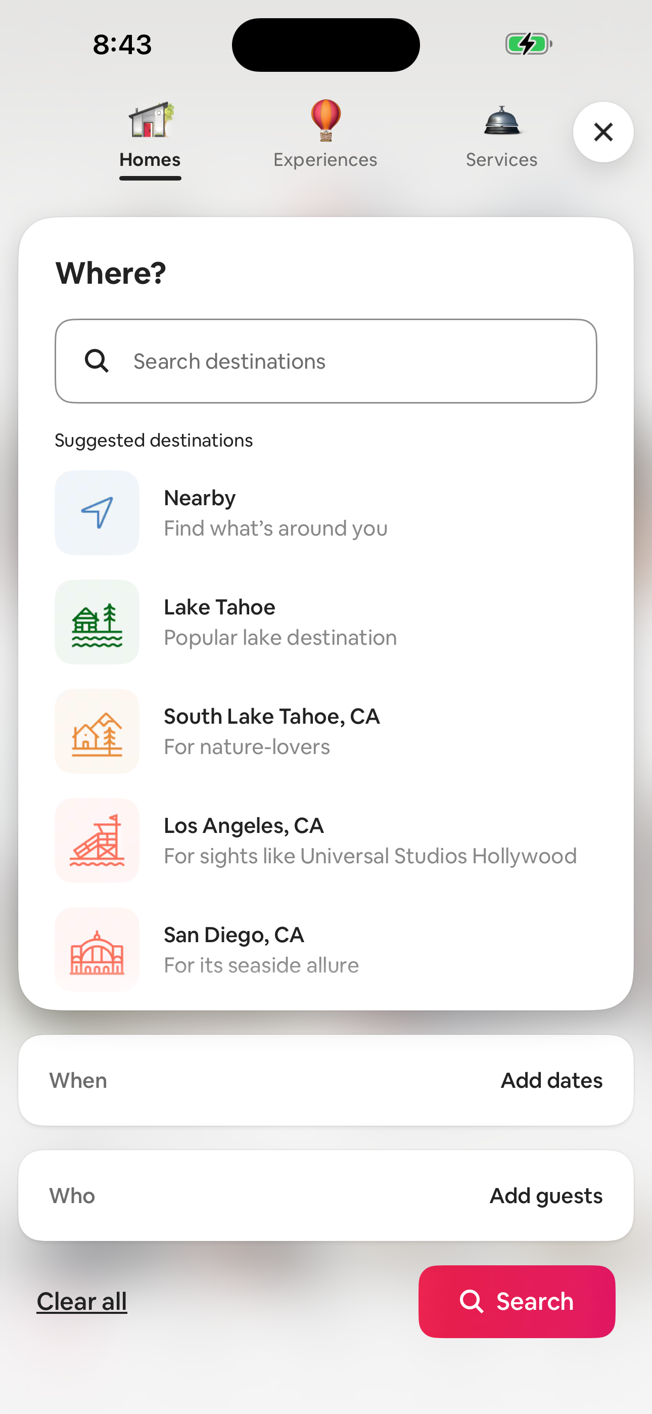 Search — Homes (Where expanded)