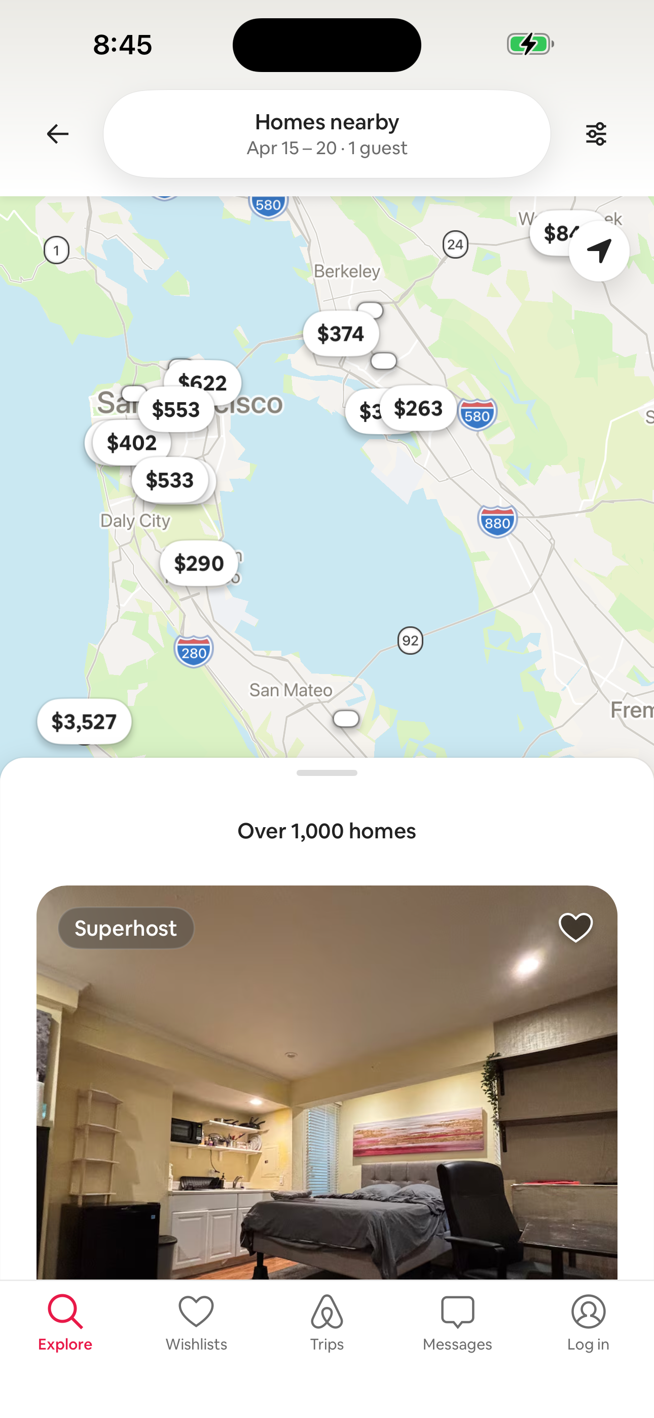 Search results — Map view