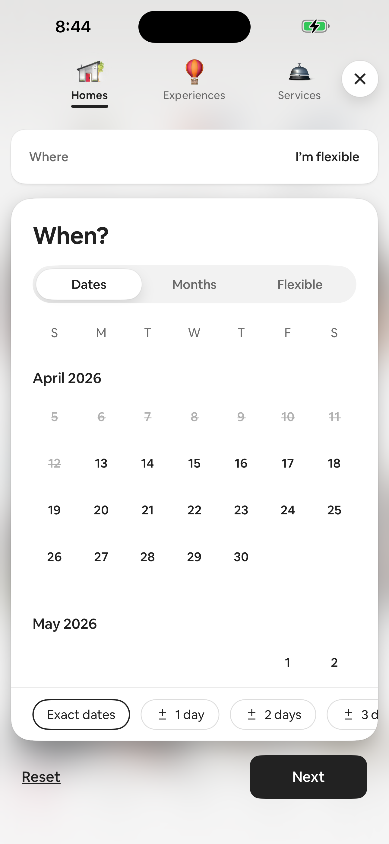 Search — When (date picker)