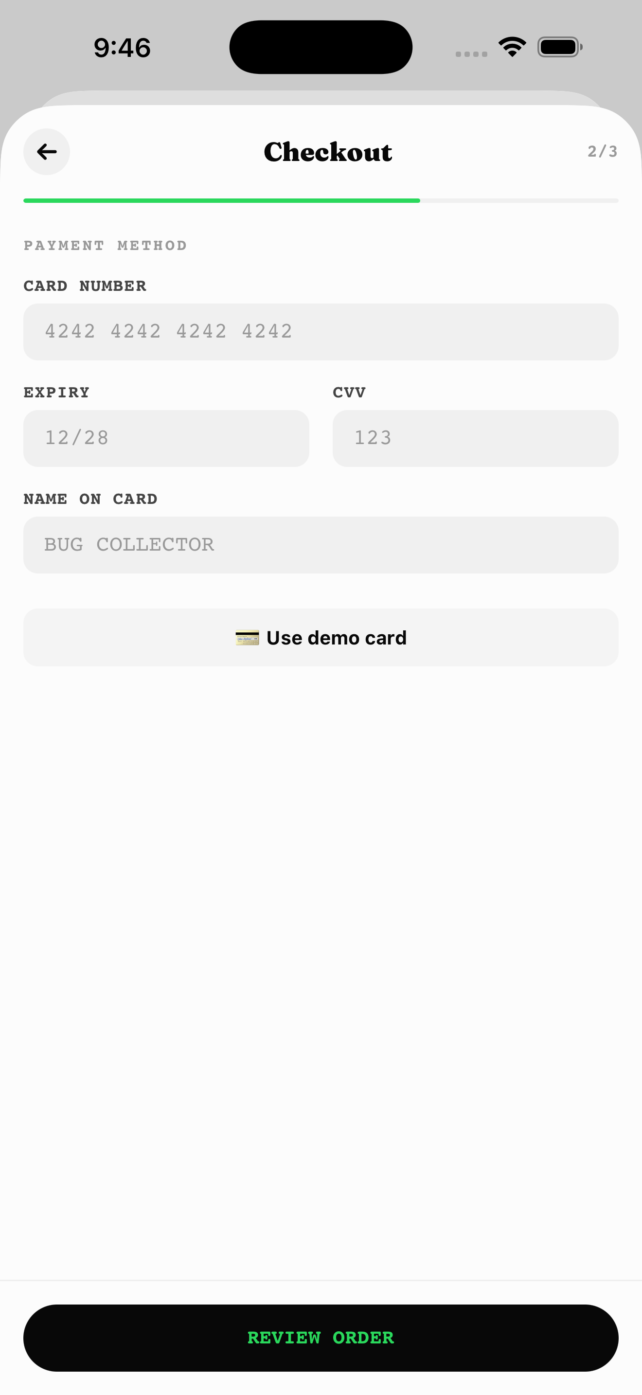 Checkout - Payment Method (2/3)