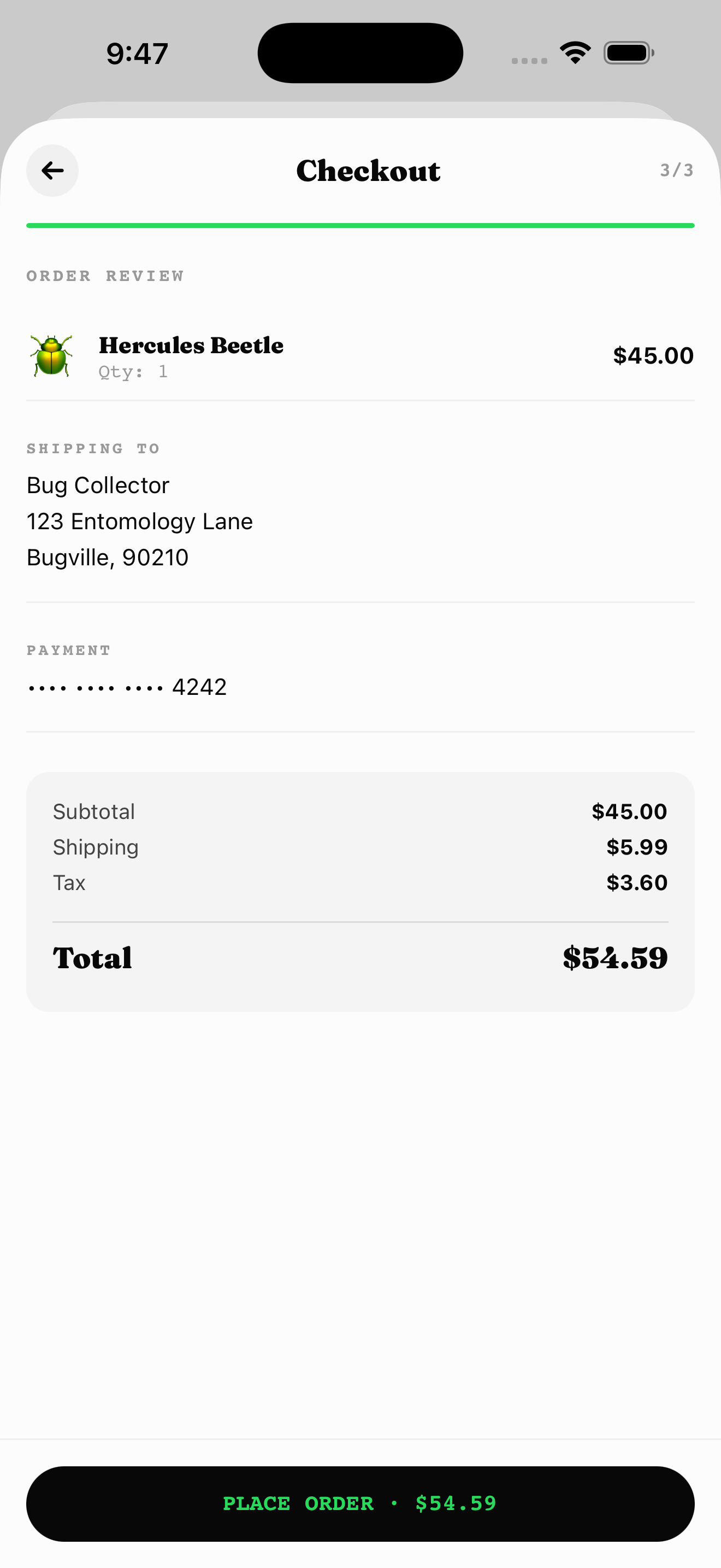 Checkout - Order Review (3/3)