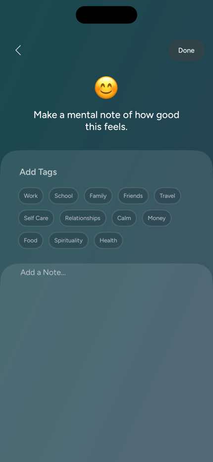 Mood Check-In — Tags & Note
