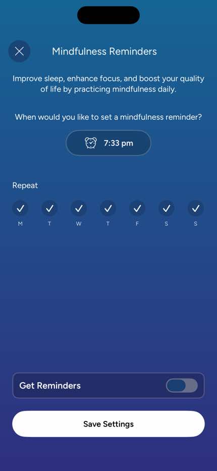 Settings — Reminder Schedule