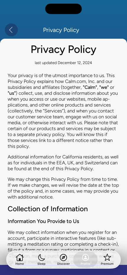 Settings — Privacy Policy