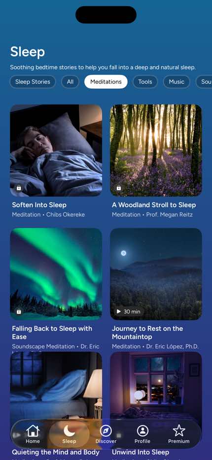 Sleep — Filtered Content Grid