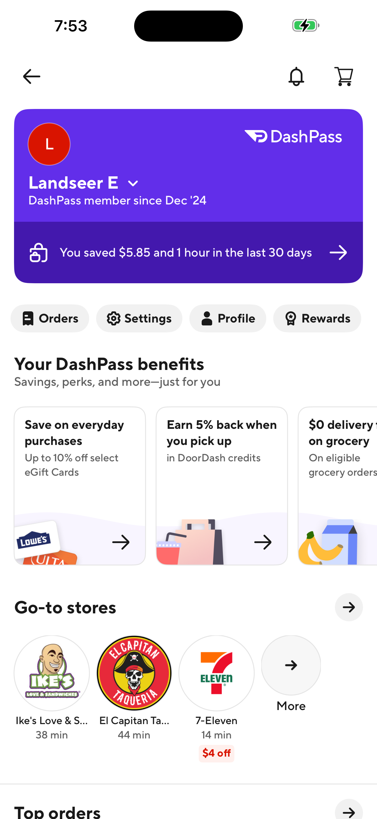 Account hub (DashPass)