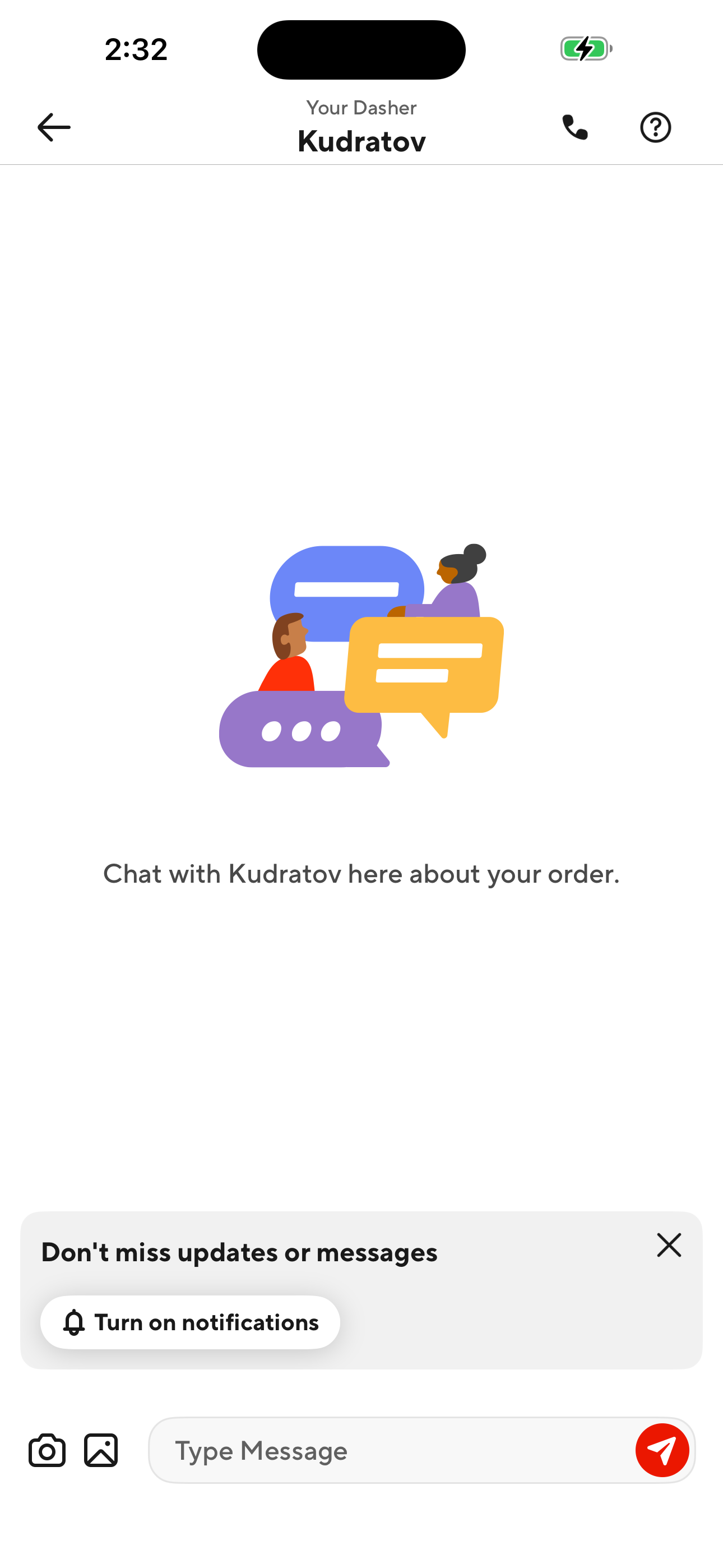 Dasher chat (1:1 with the shopper)