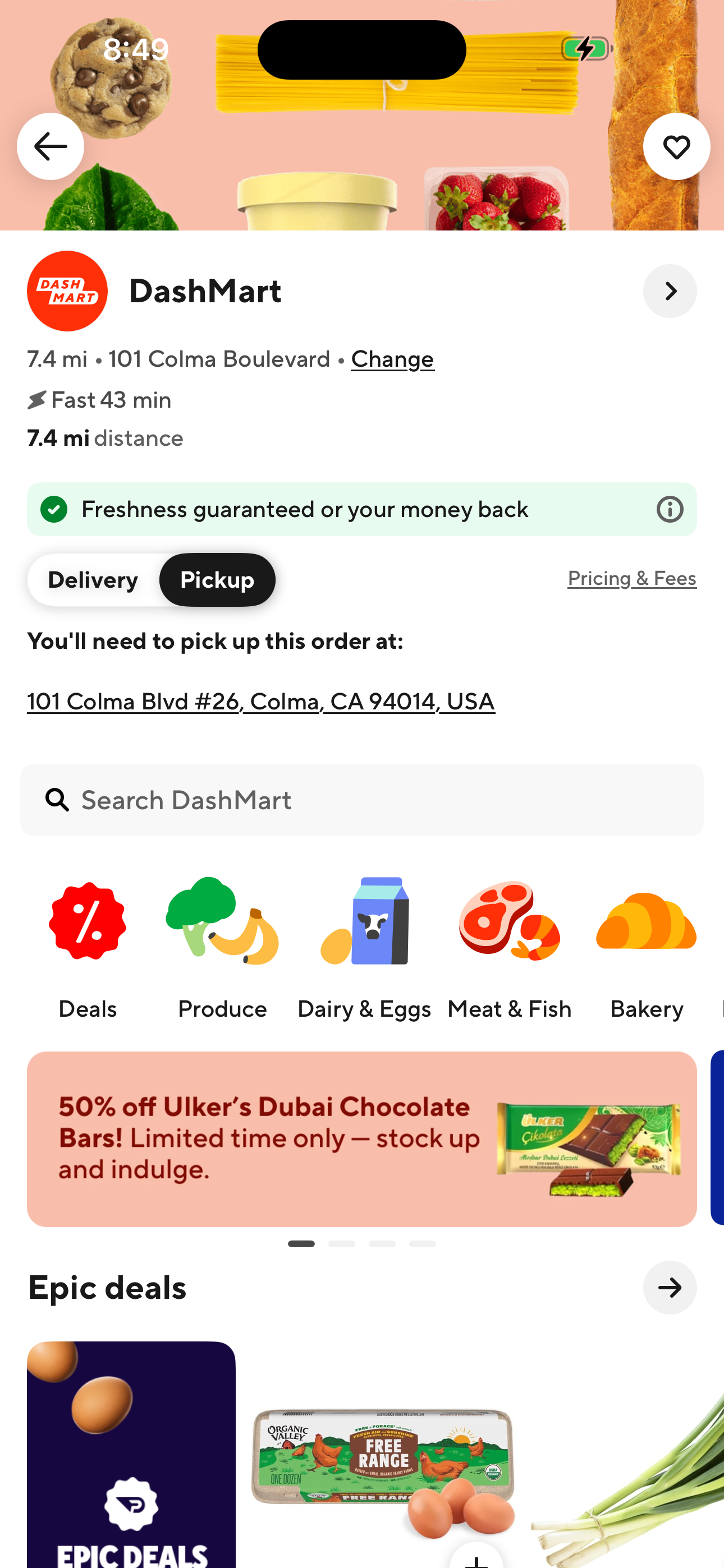 DashMart — Pickup mode