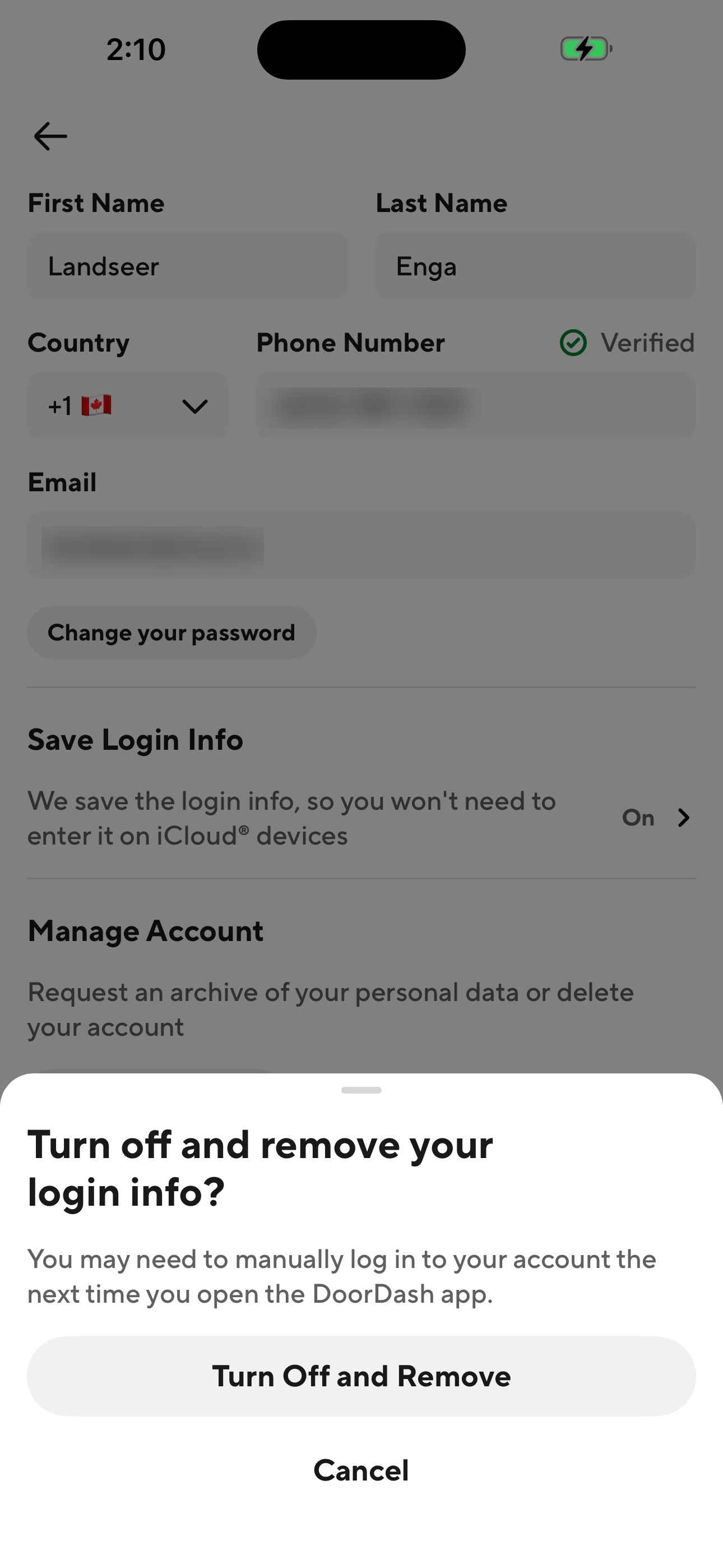 Disable Save Login Info confirmation (bottom sheet)