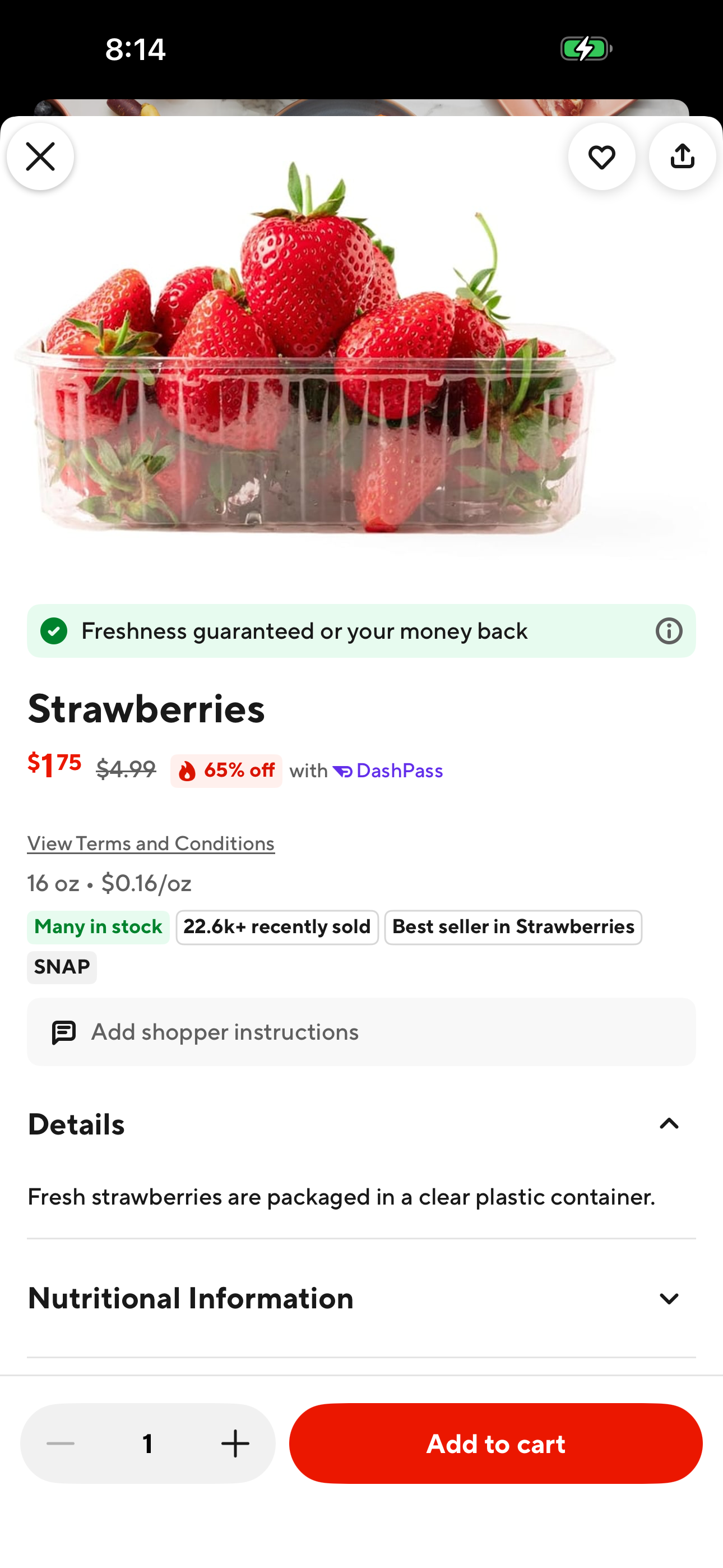 Grocery product detail