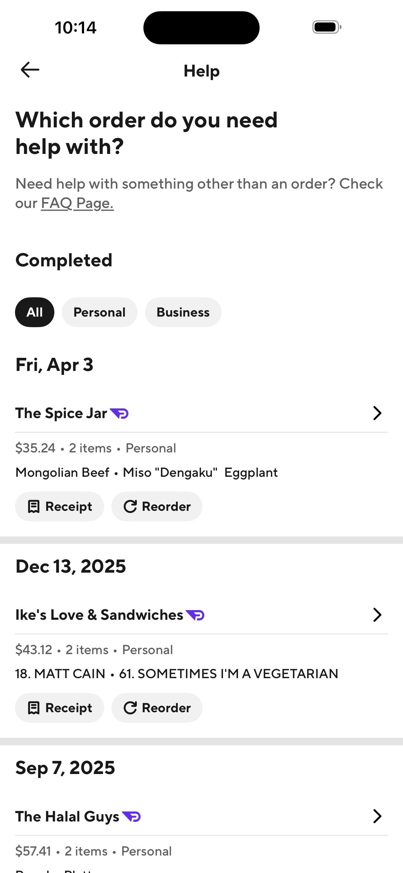 Help — Which order do you need help with?