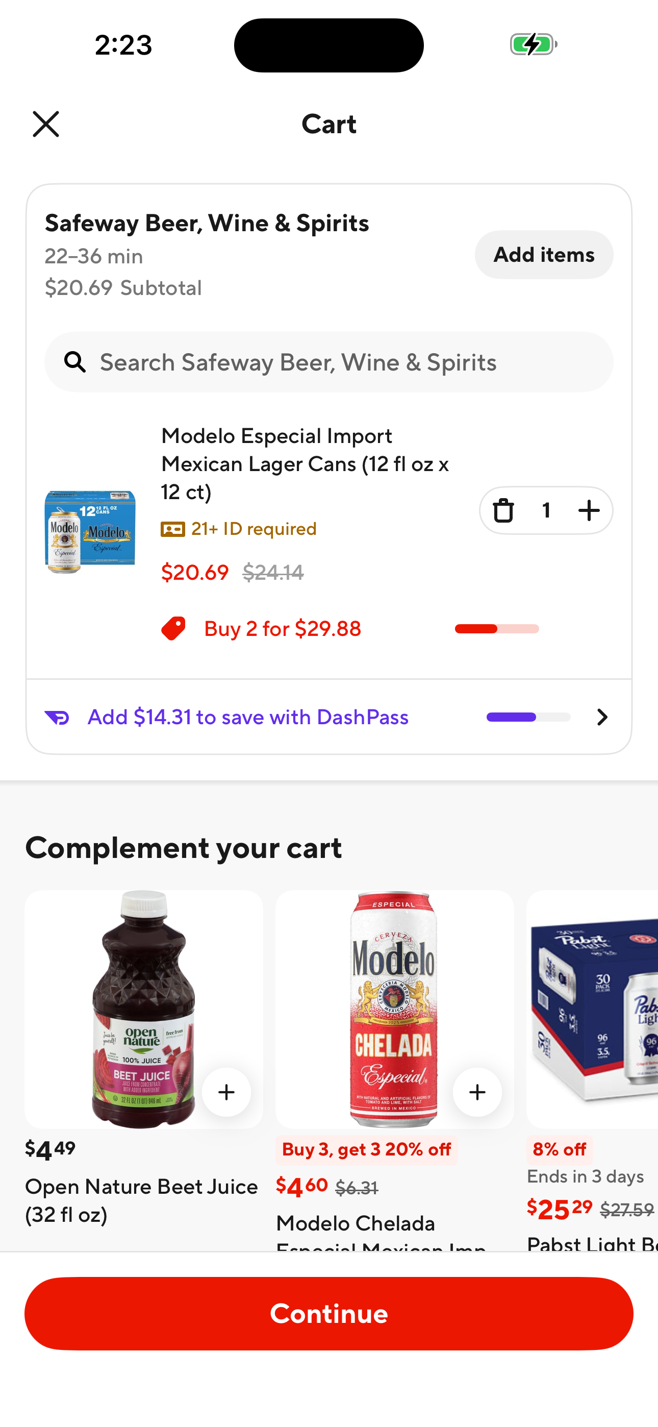 Retail/alcohol cart (Safeway)