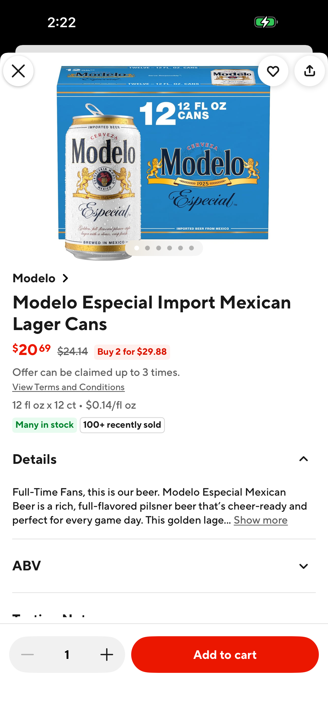 Retail item detail (Modelo Especial 12pk)