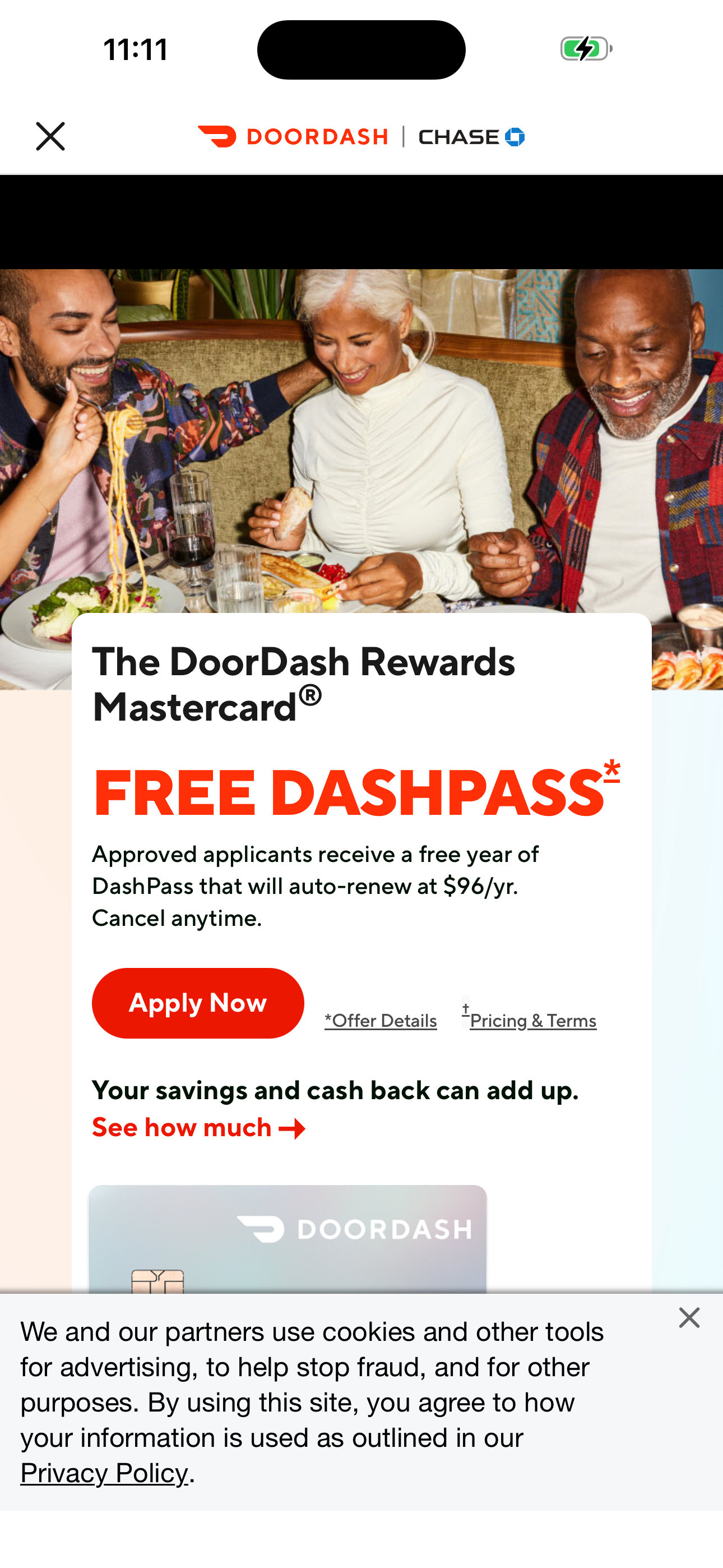 DoorDash Rewards Mastercard offer (web view)