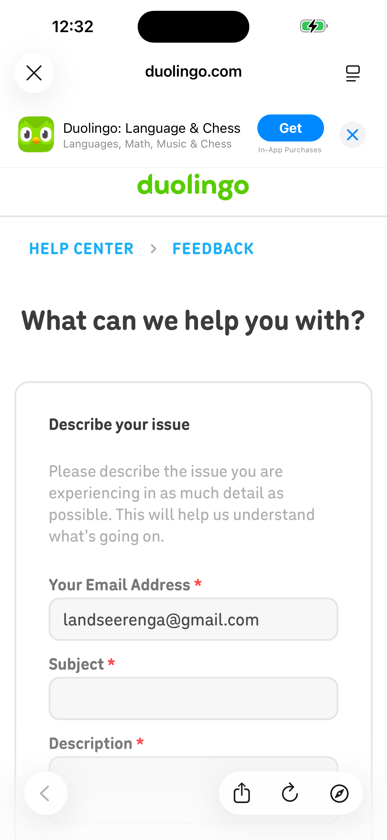 Feedback — What can we help you with? (WebView)