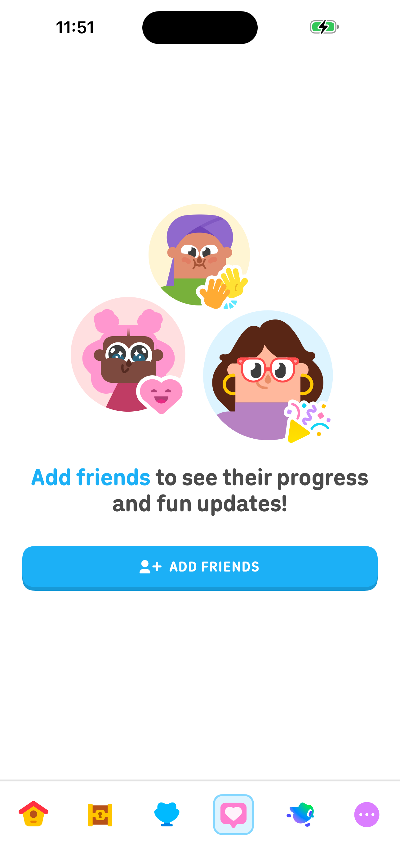 Friends tab — Add friends empty state