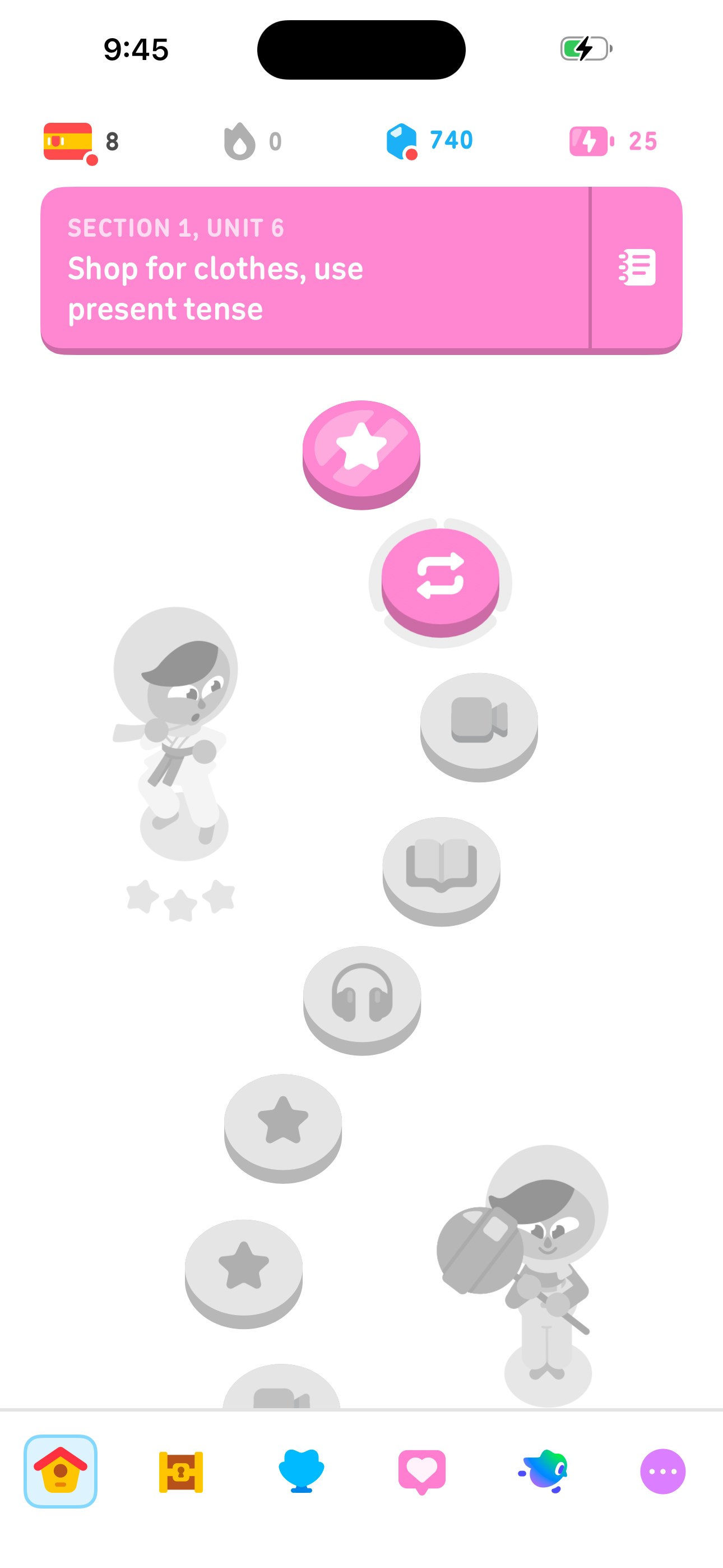 Duolingo Lesson Complete — build a daily habit screen in Start a lesson from the path map flow