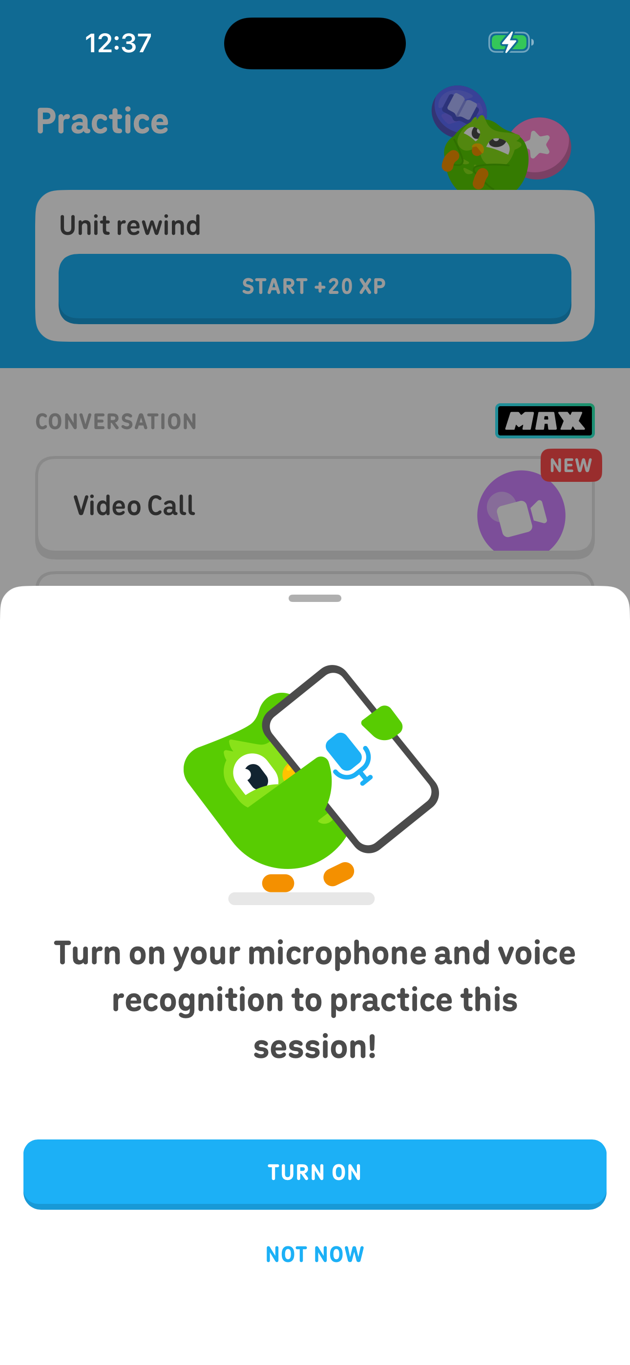 Microphone Permission — Turn on for speaking practice