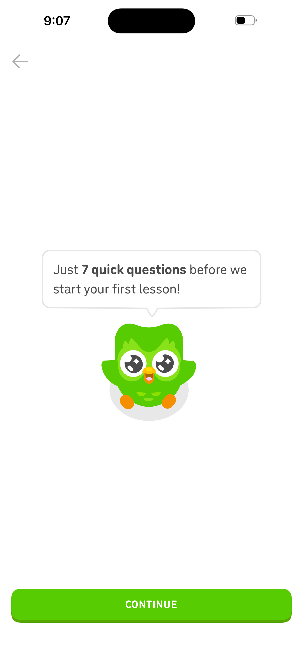 Onboarding — 7 quick questions intro