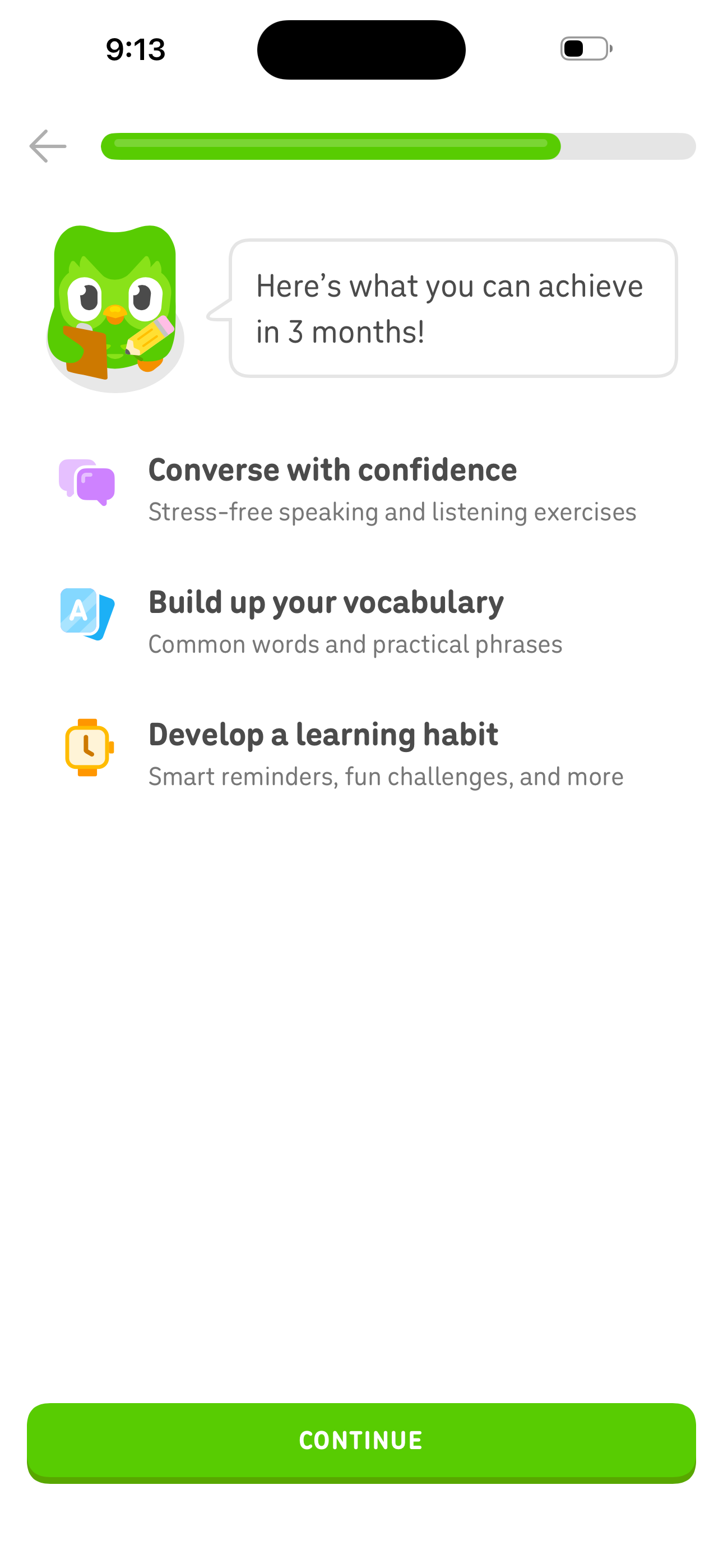 Onboarding — 3-month outcome promise