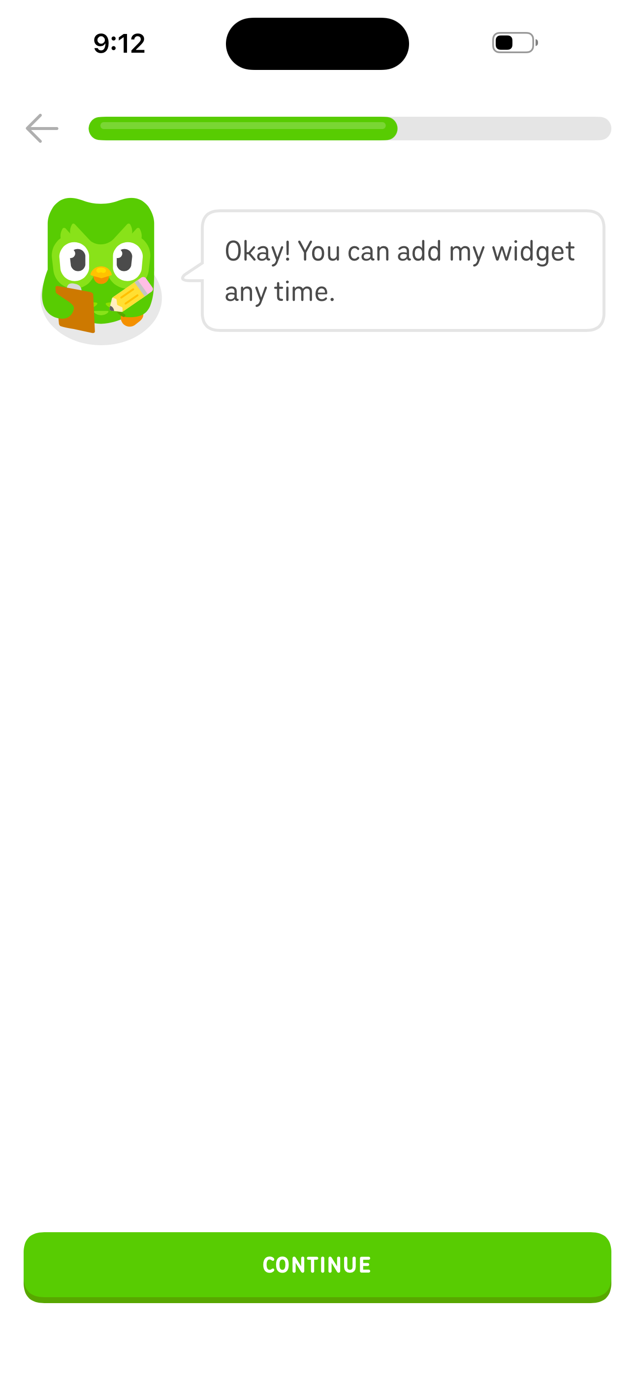 Onboarding — Widget dismissed confirmation