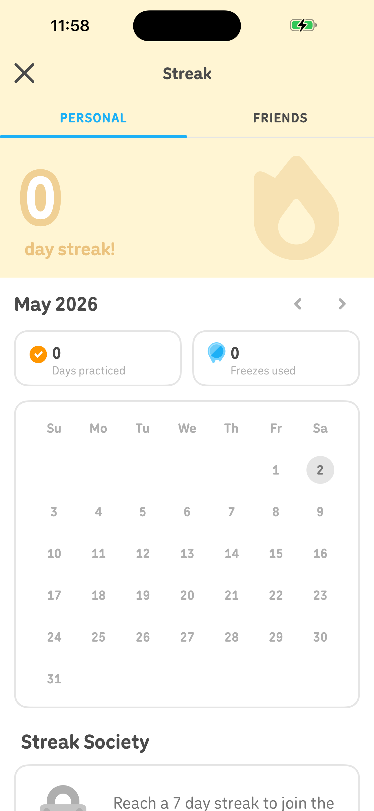Duolingo Streak — Personal streak calendar + Society screen in Check streak calendar and history flow
