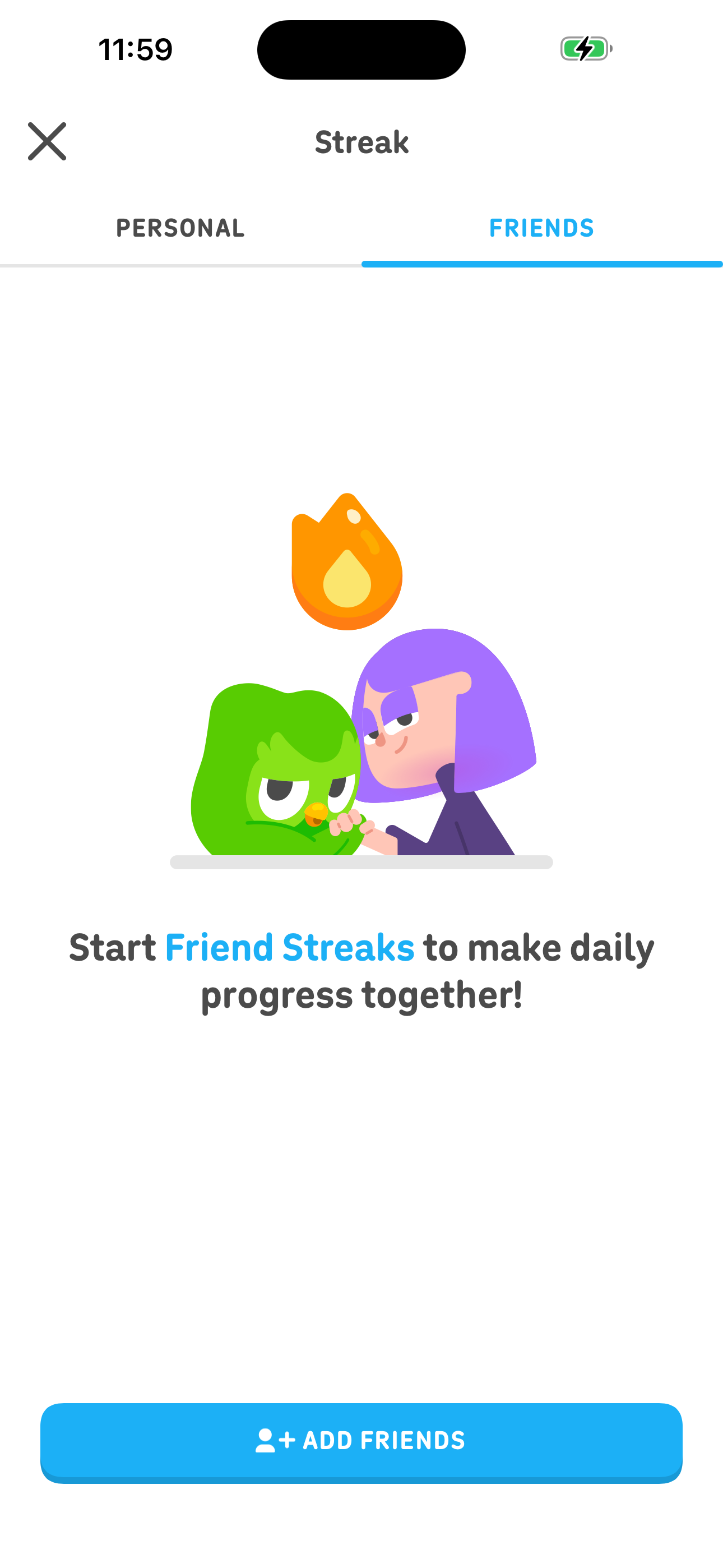 Streak — Friends tab (empty state)