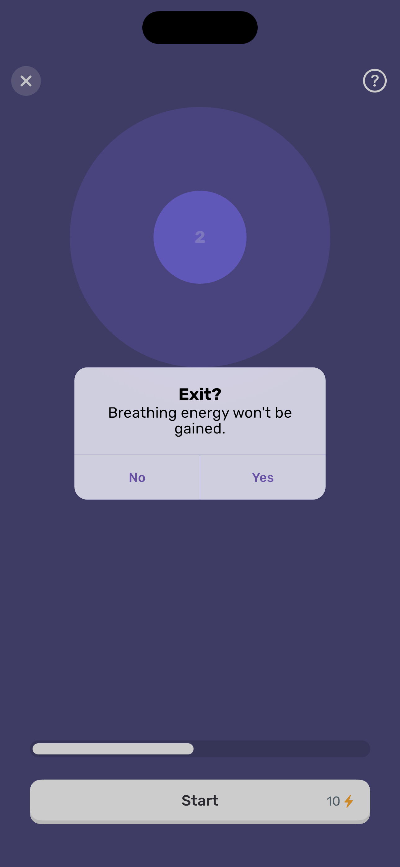 Focus Breathing — Exit? confirm