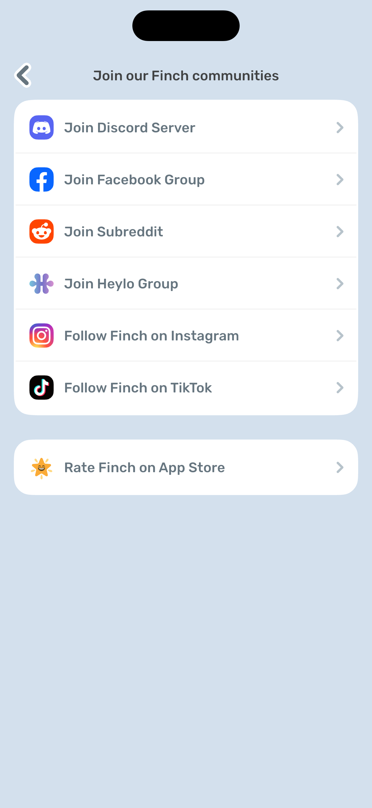 Communities hub — social links