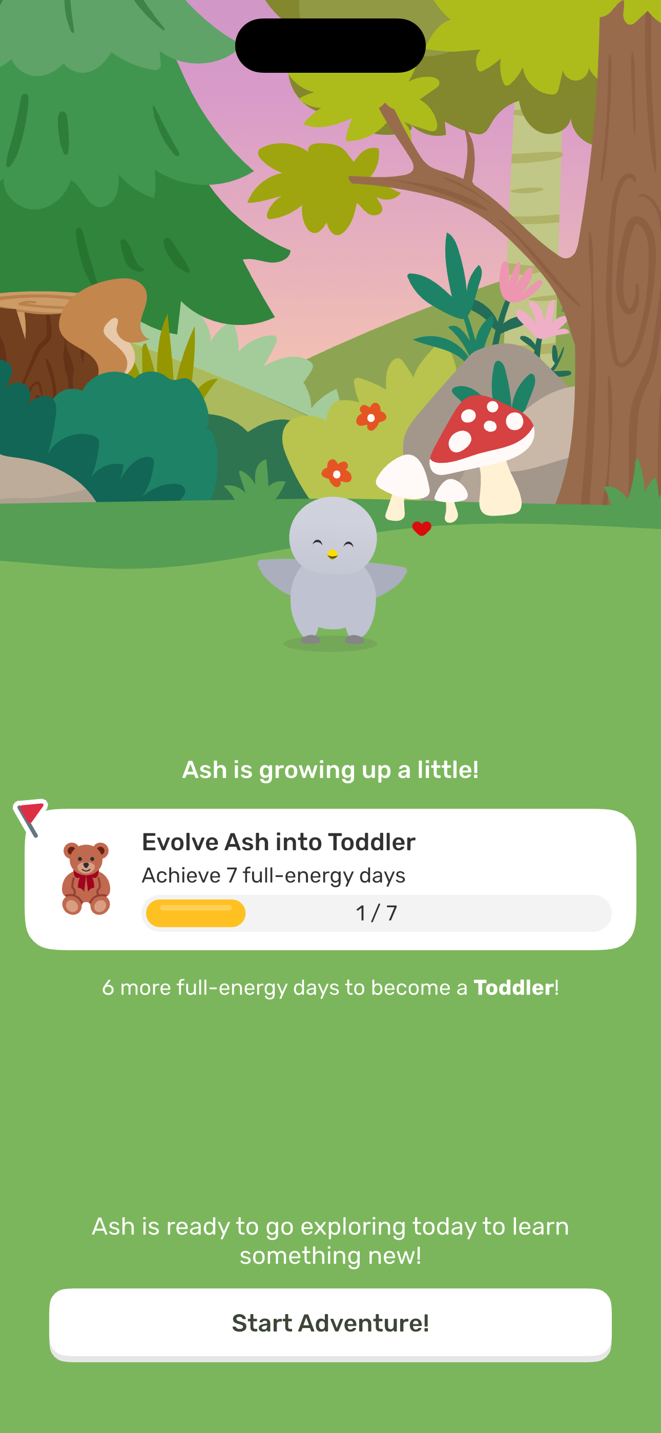 Evolution progress — Toddler 1/7