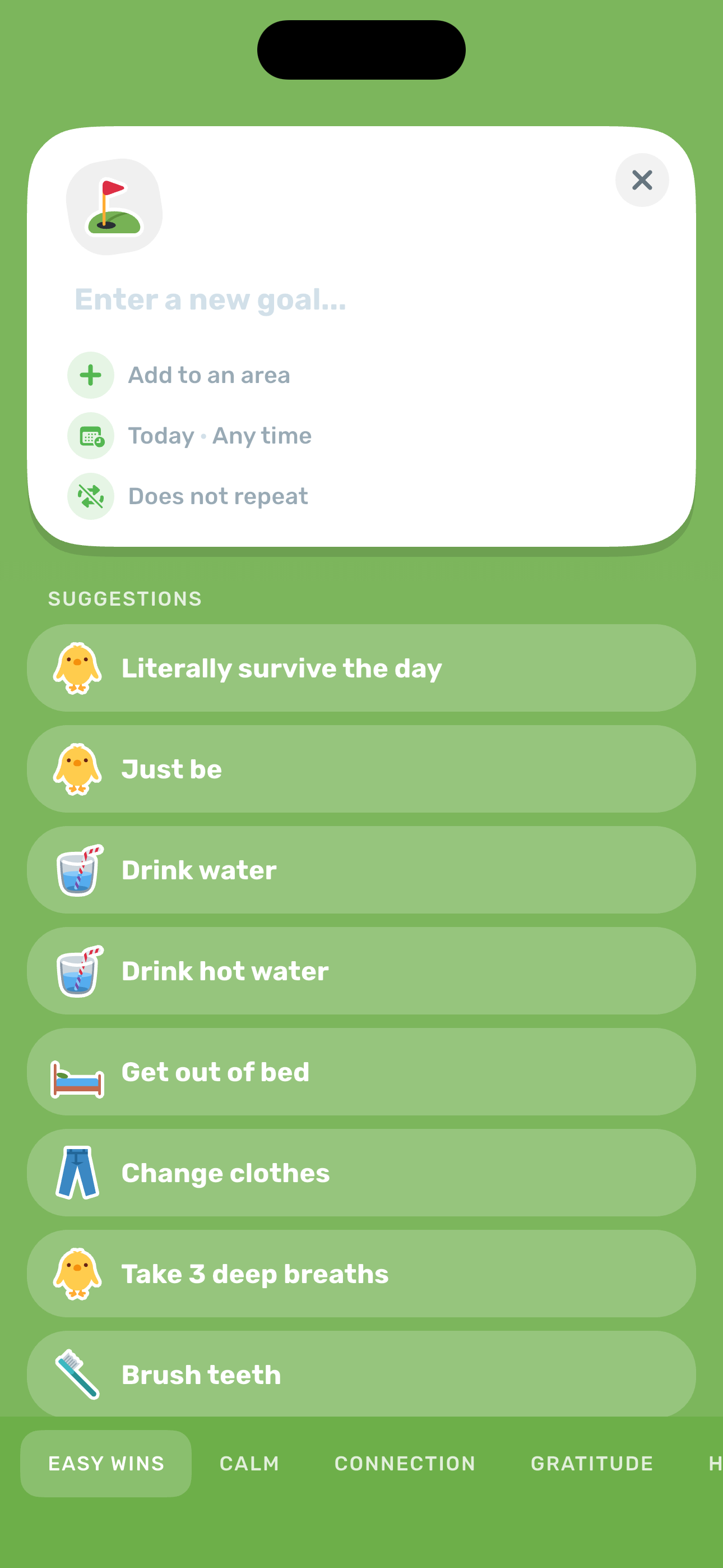 Add new goal sheet