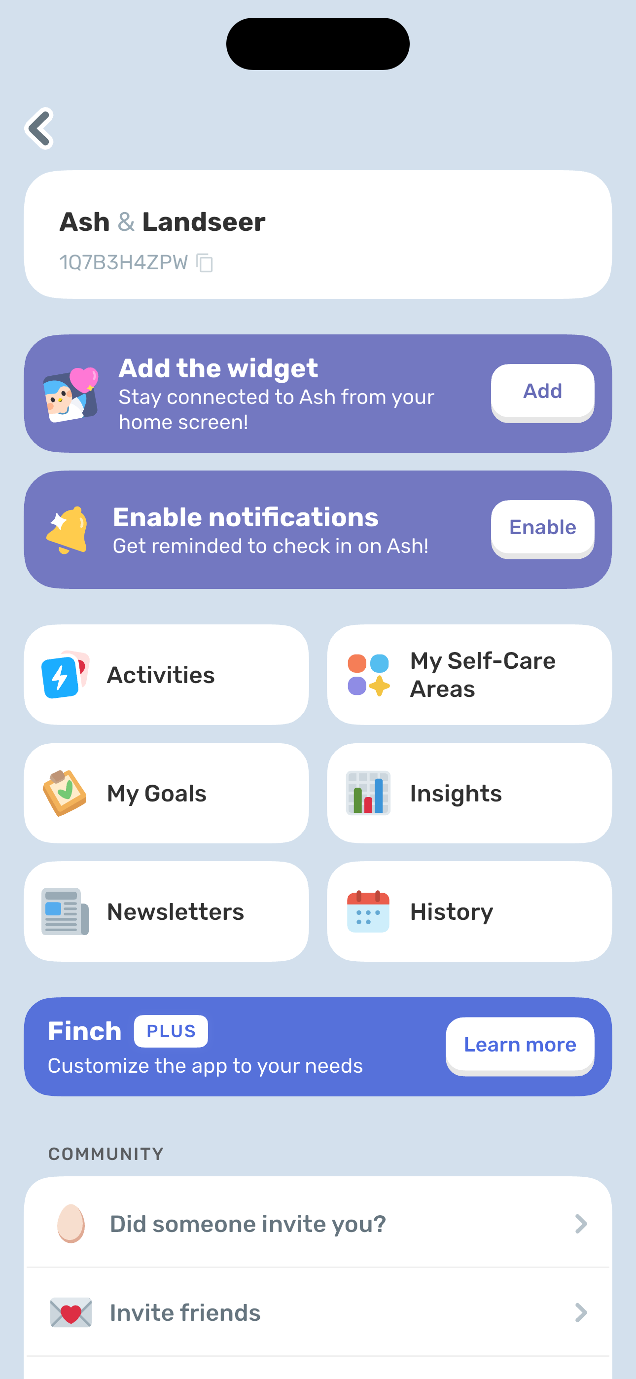 Hamburger drawer — top (Account + Features)