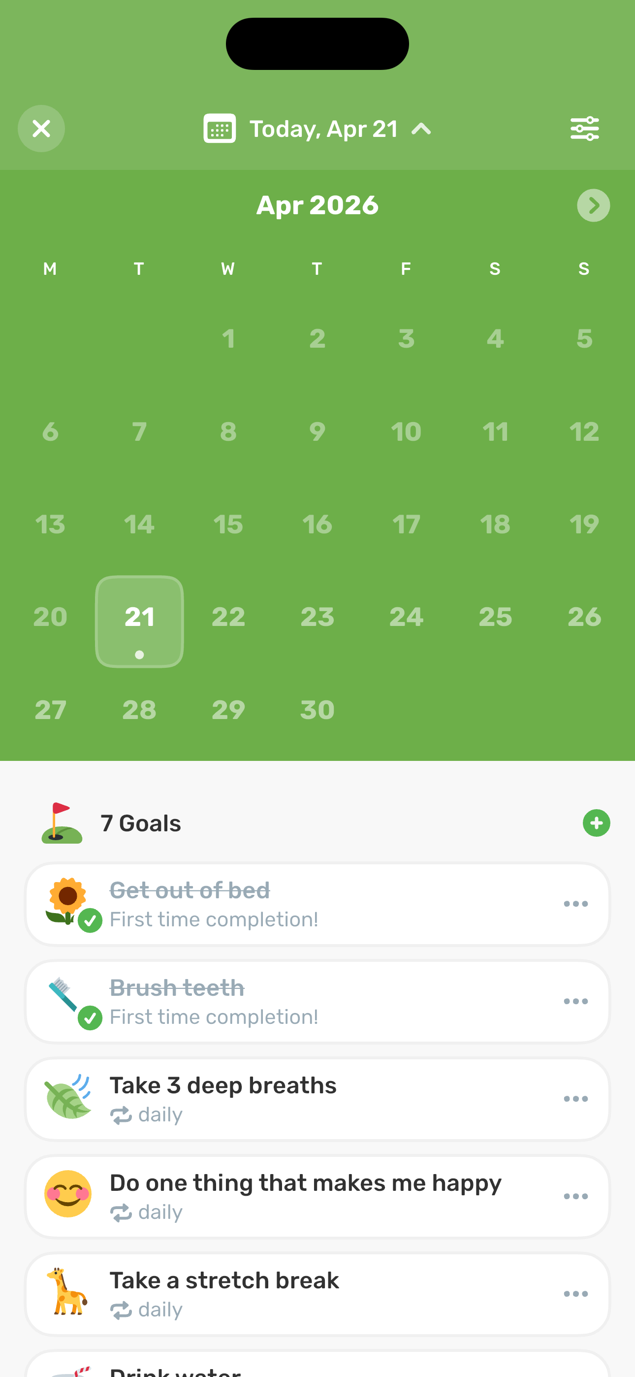 History — month calendar picker