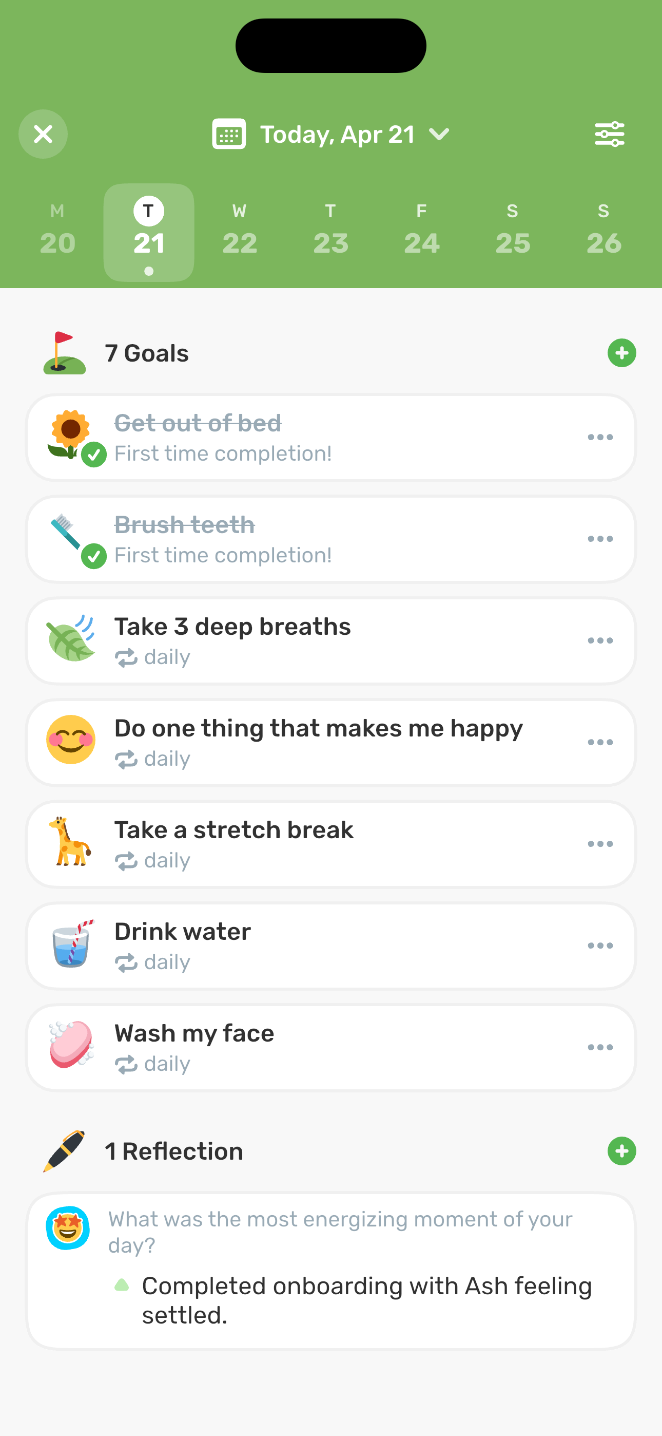 History — daily activity view