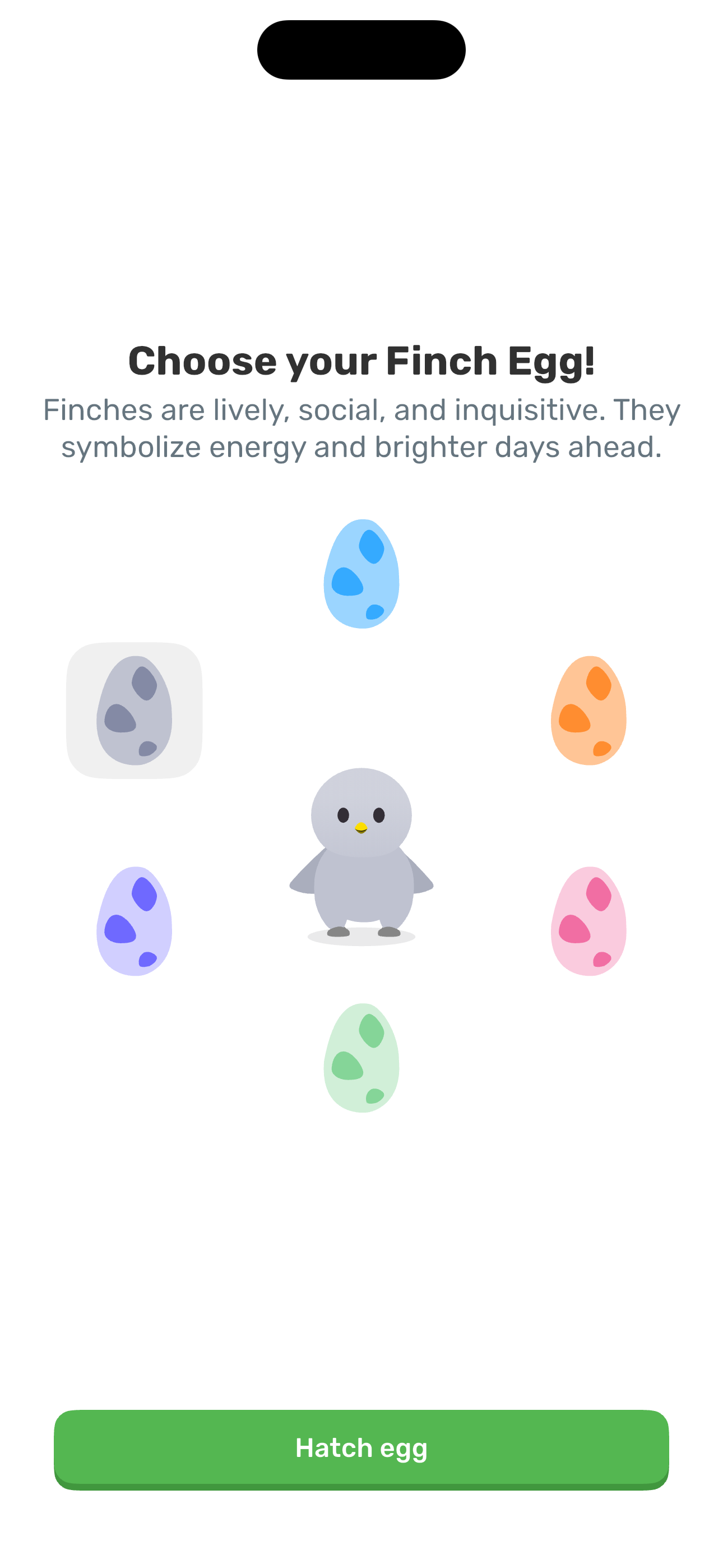 Choose your Finch Egg — 6-color picker