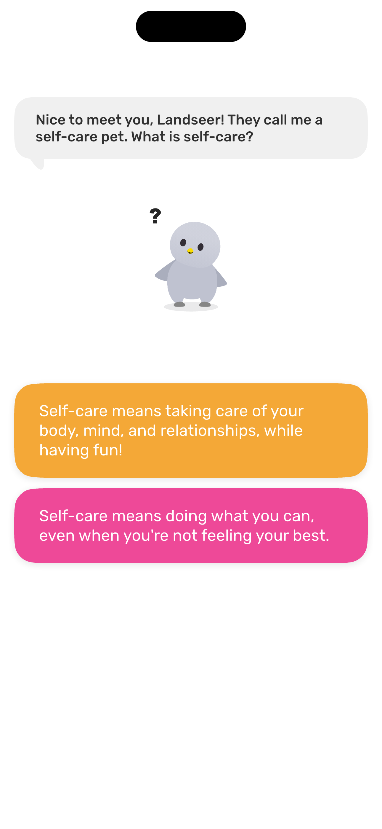Self-care quiz — 2 answer choices