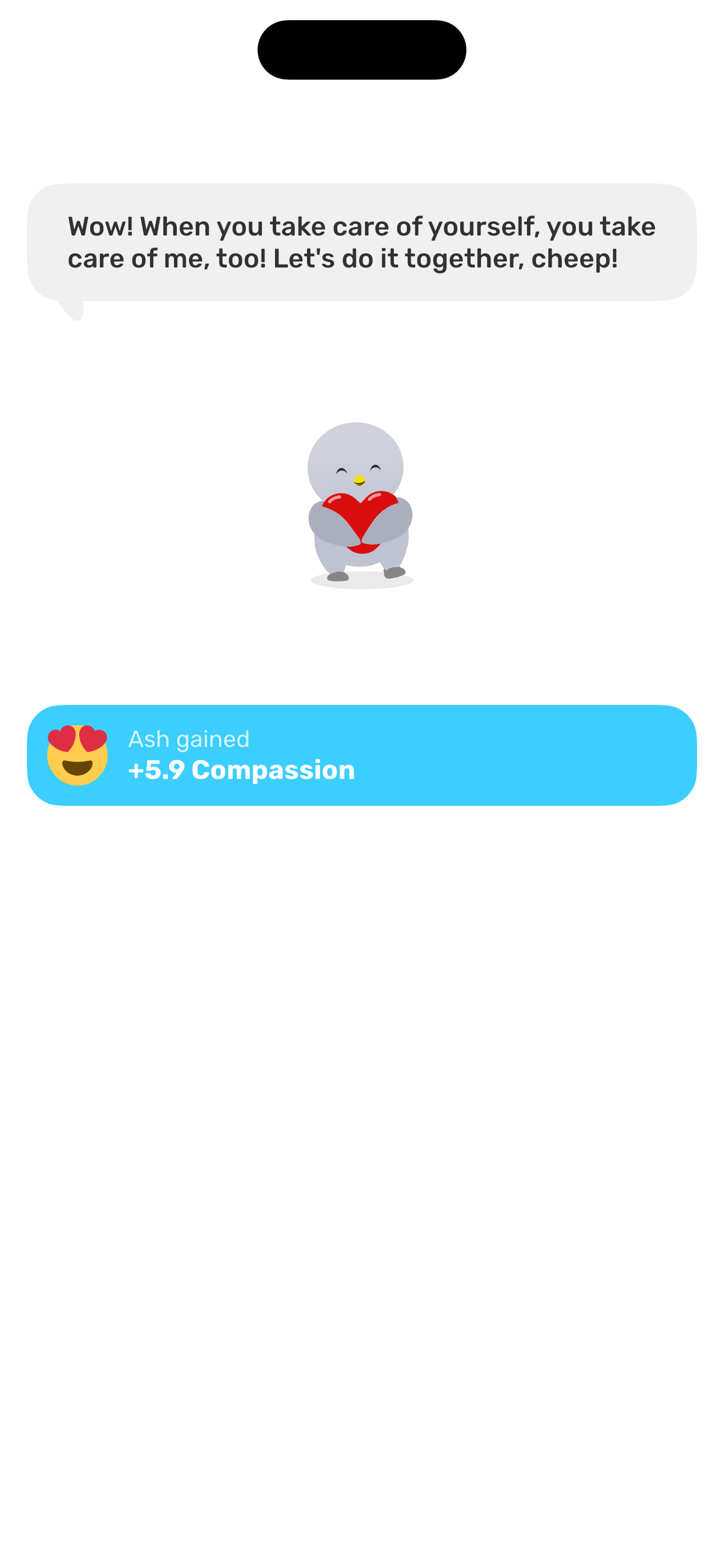 Self-care quiz reward — stat gained