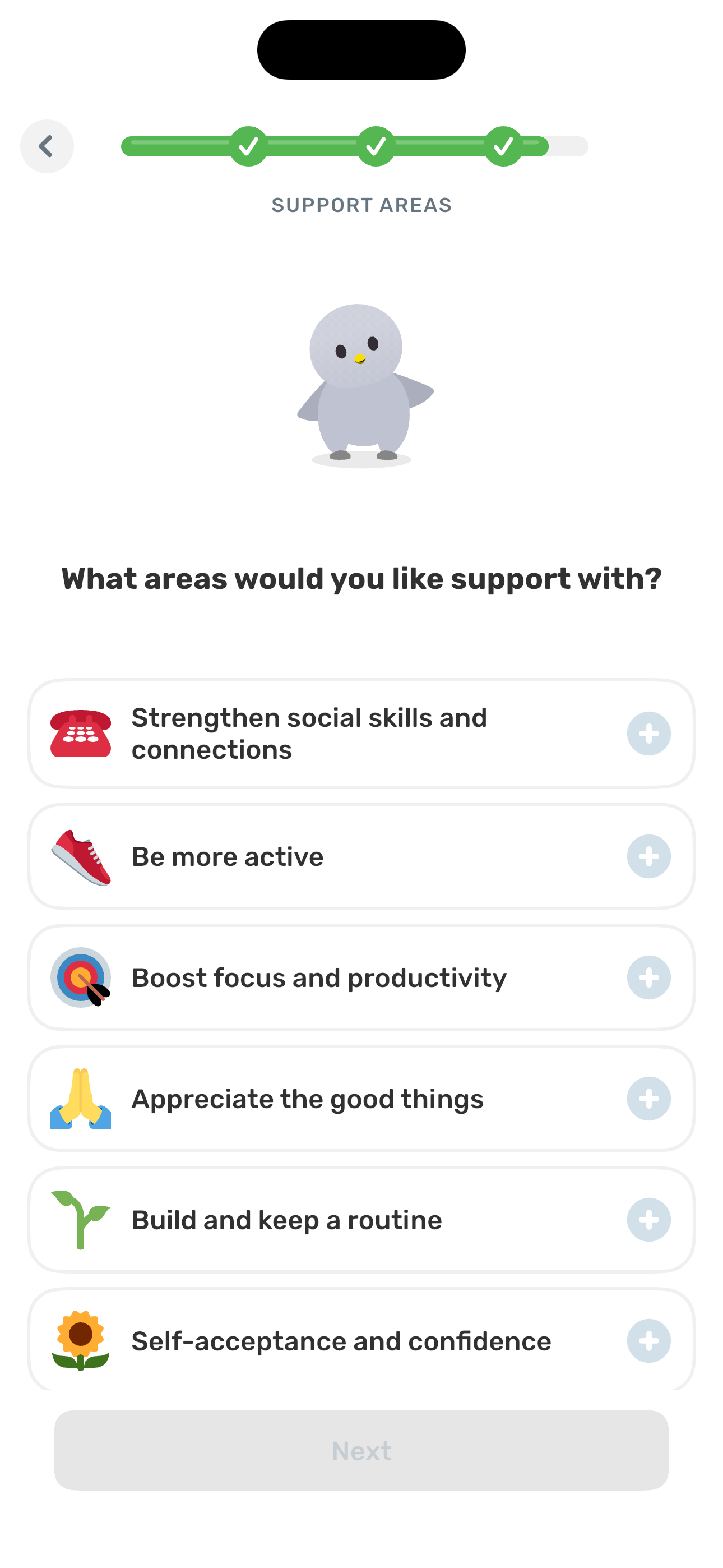 Support Areas — areas multiselect