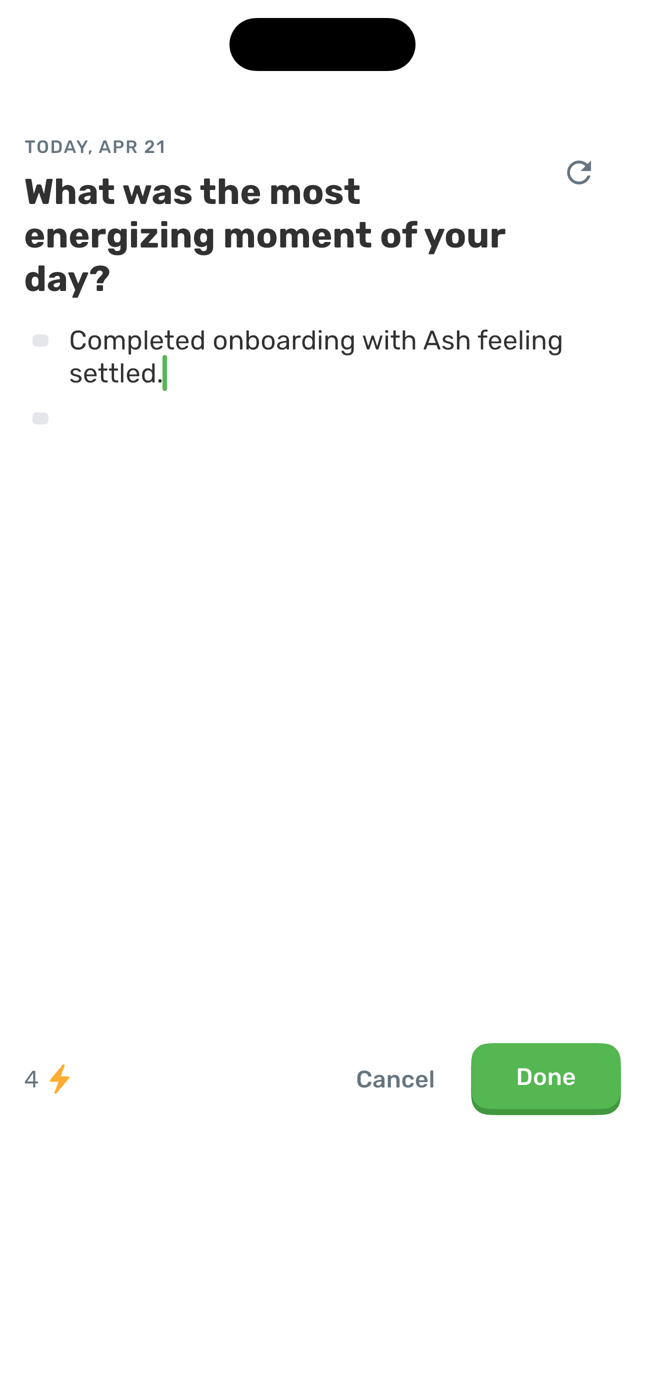 Reflection editor — filled state