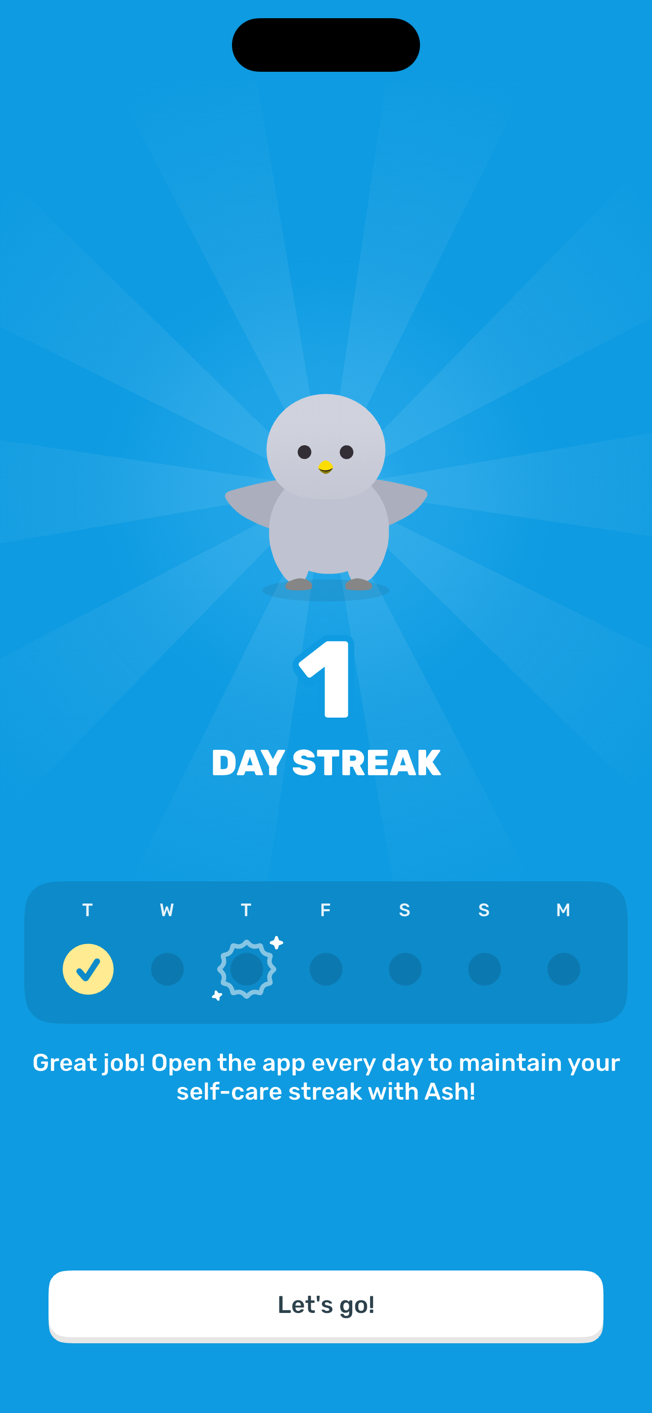 Streak celebration — 1 day