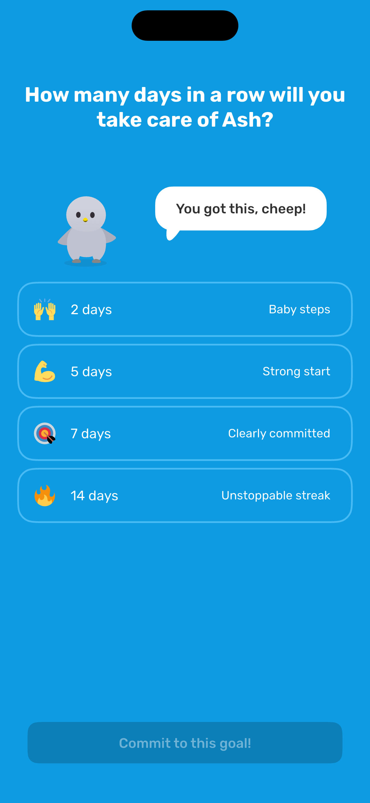 Streak commitment selector