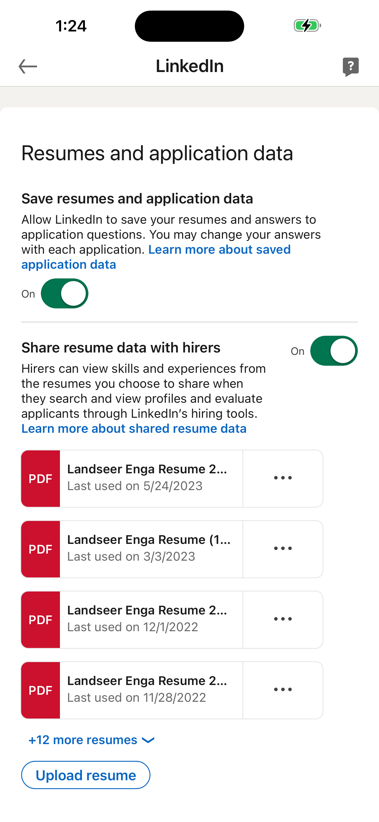 Resumes and application data