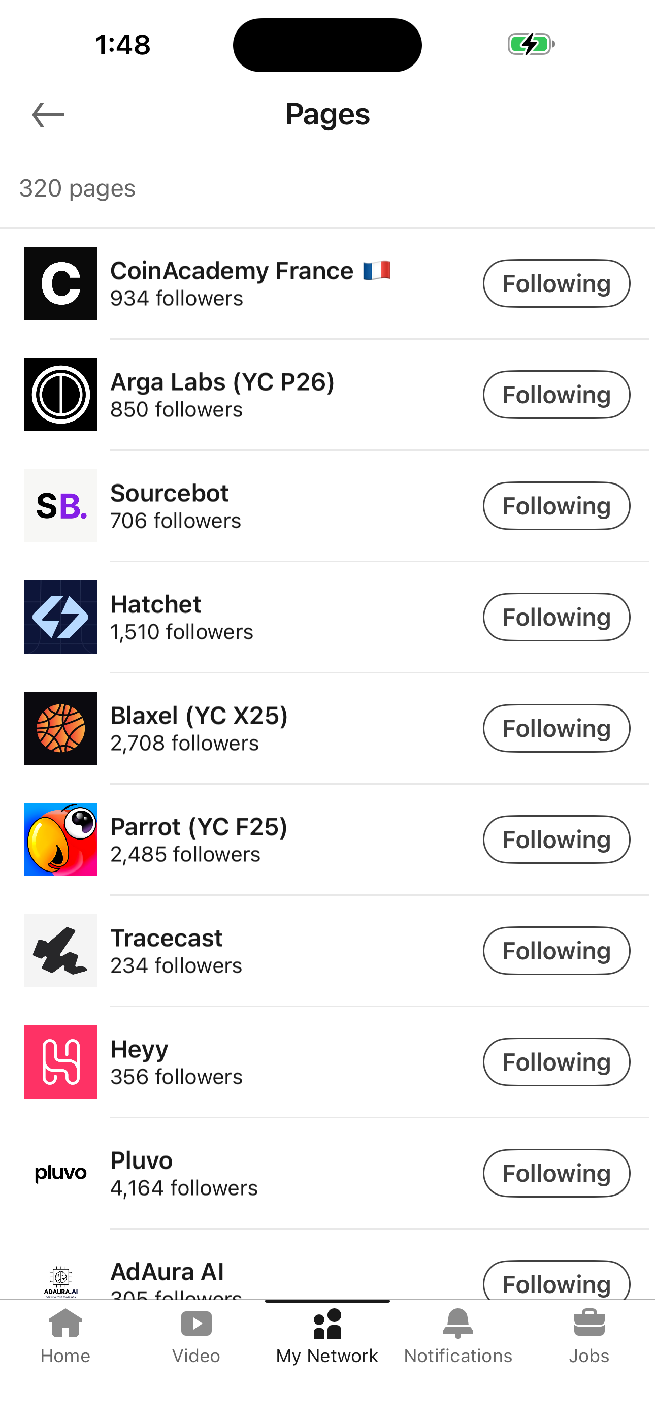Pages (Following)