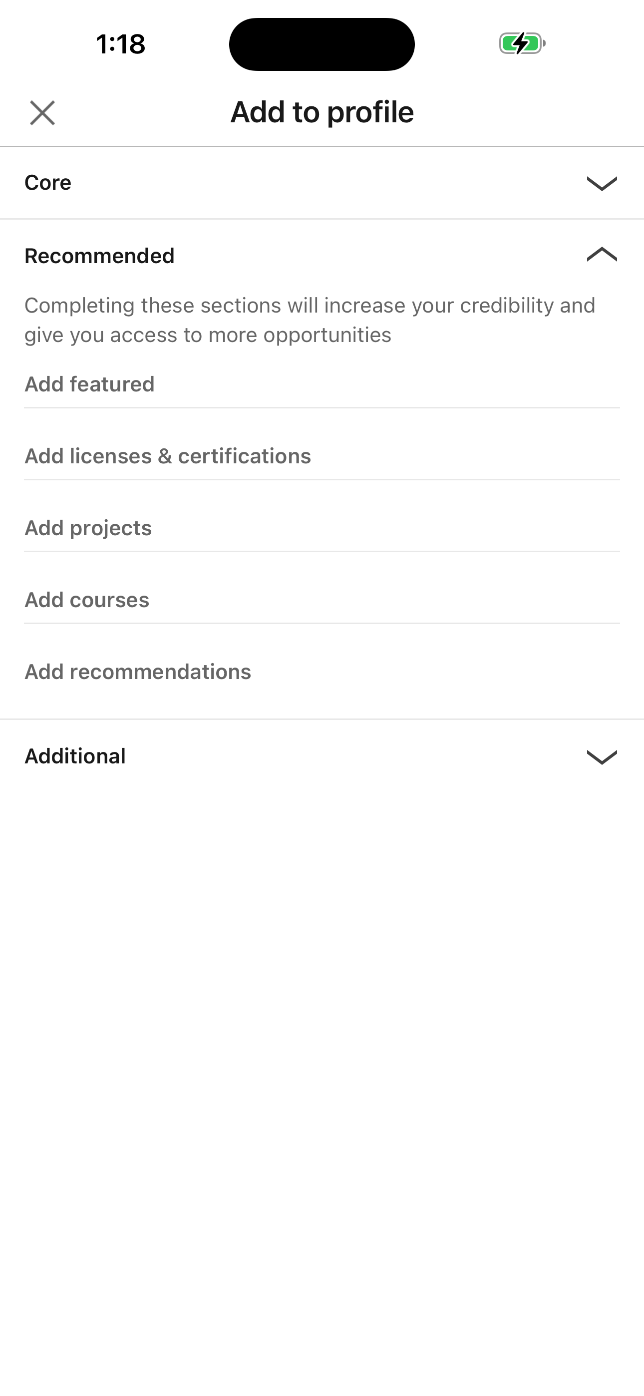 Add to Profile (sheet)