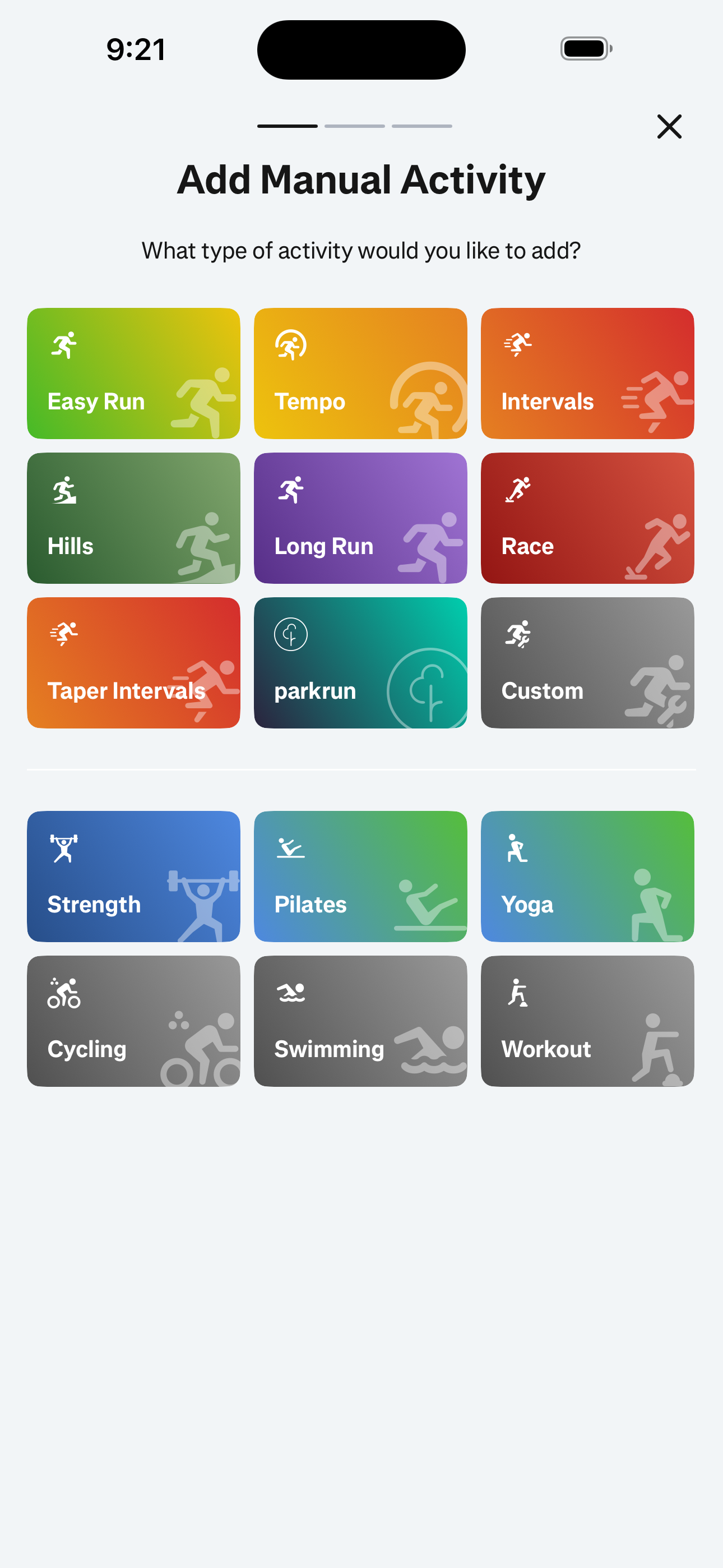 Activities — Add Manual Type Picker