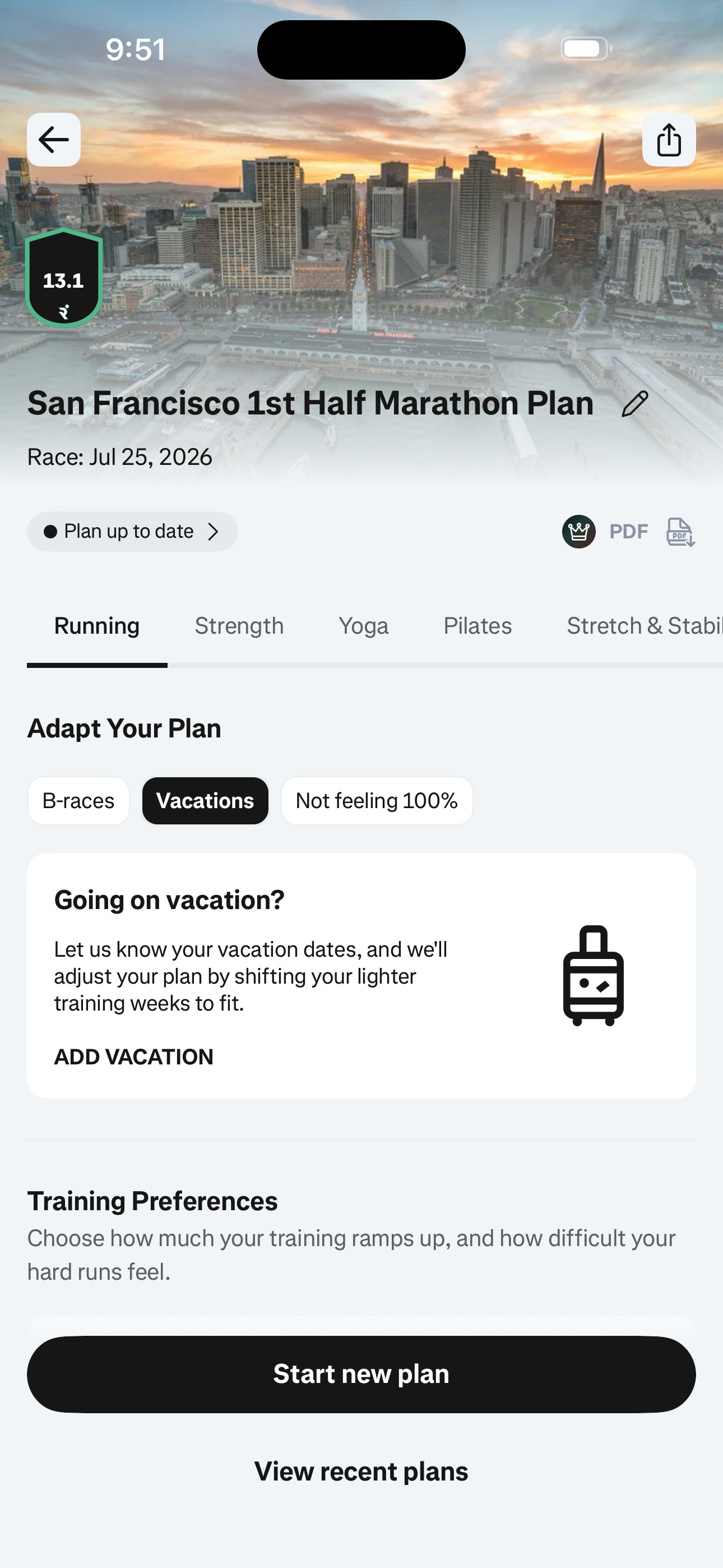 Manage Plan — Vacations Tab