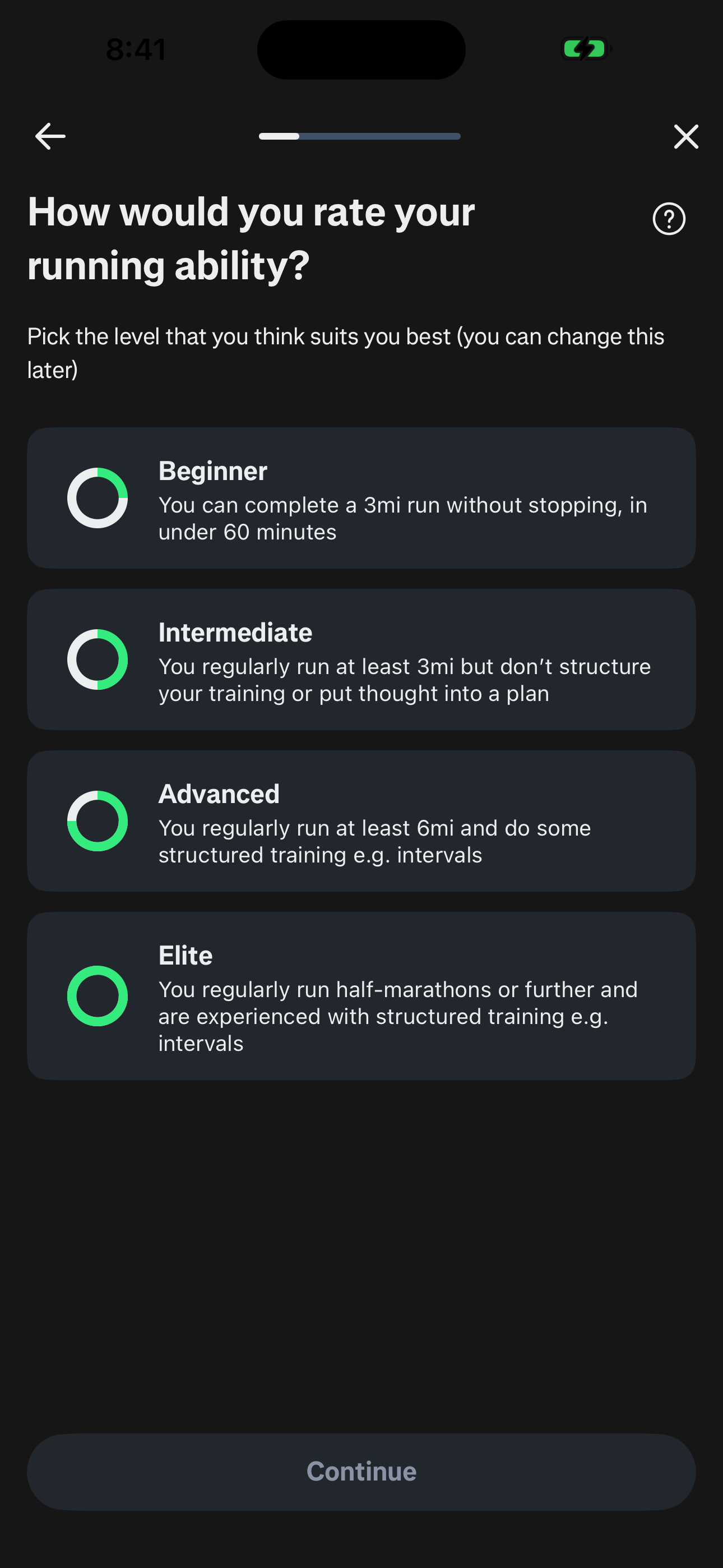 Onboarding — Running Ability