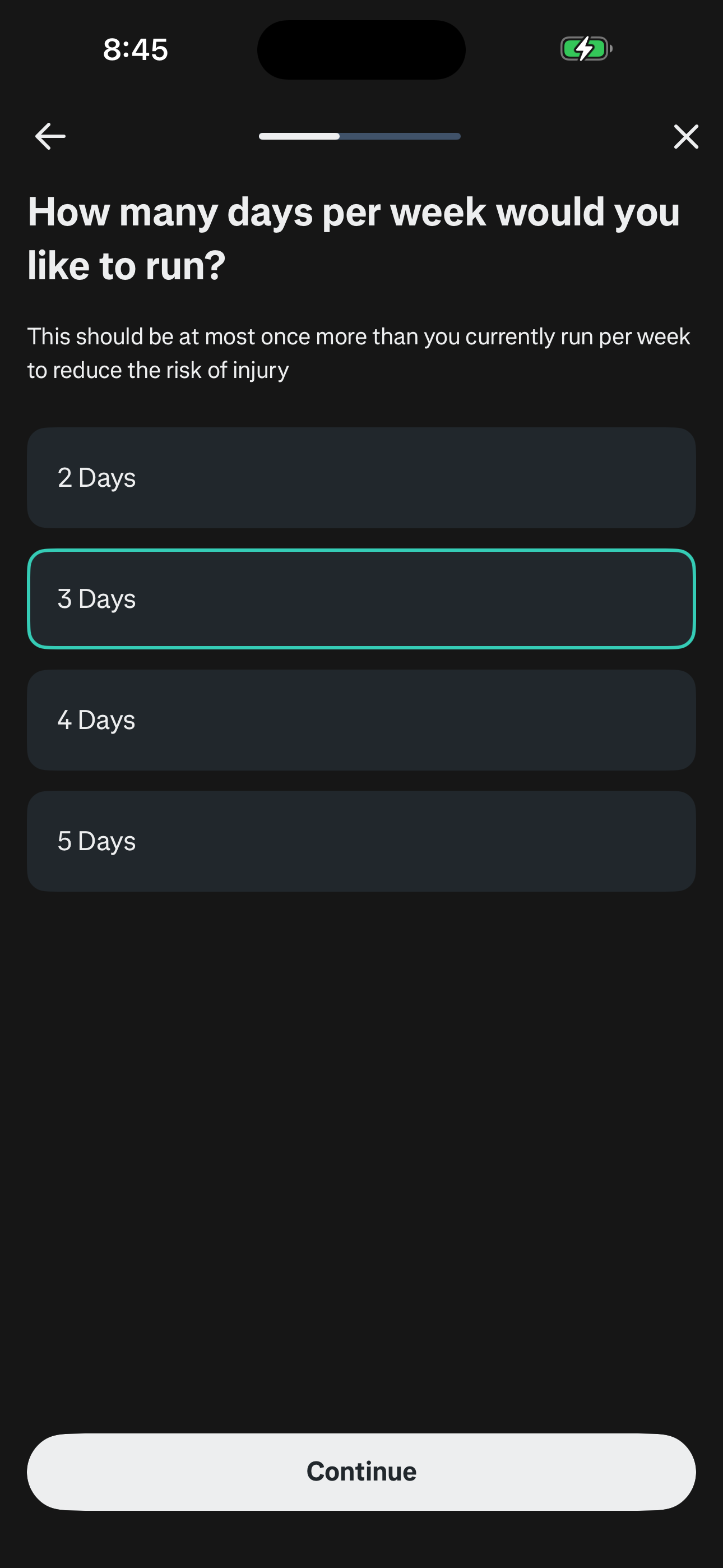 Onboarding — Days per Week