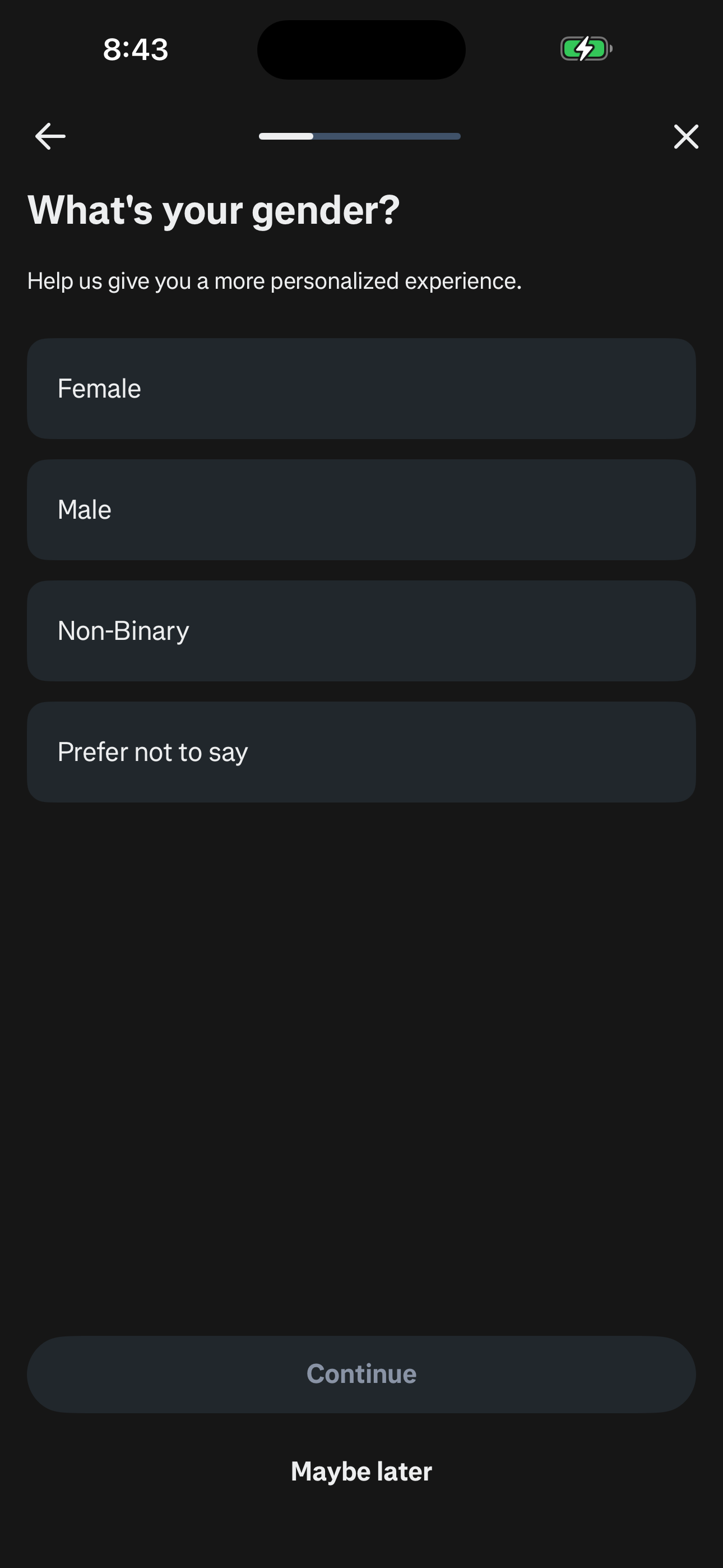 Onboarding — Gender